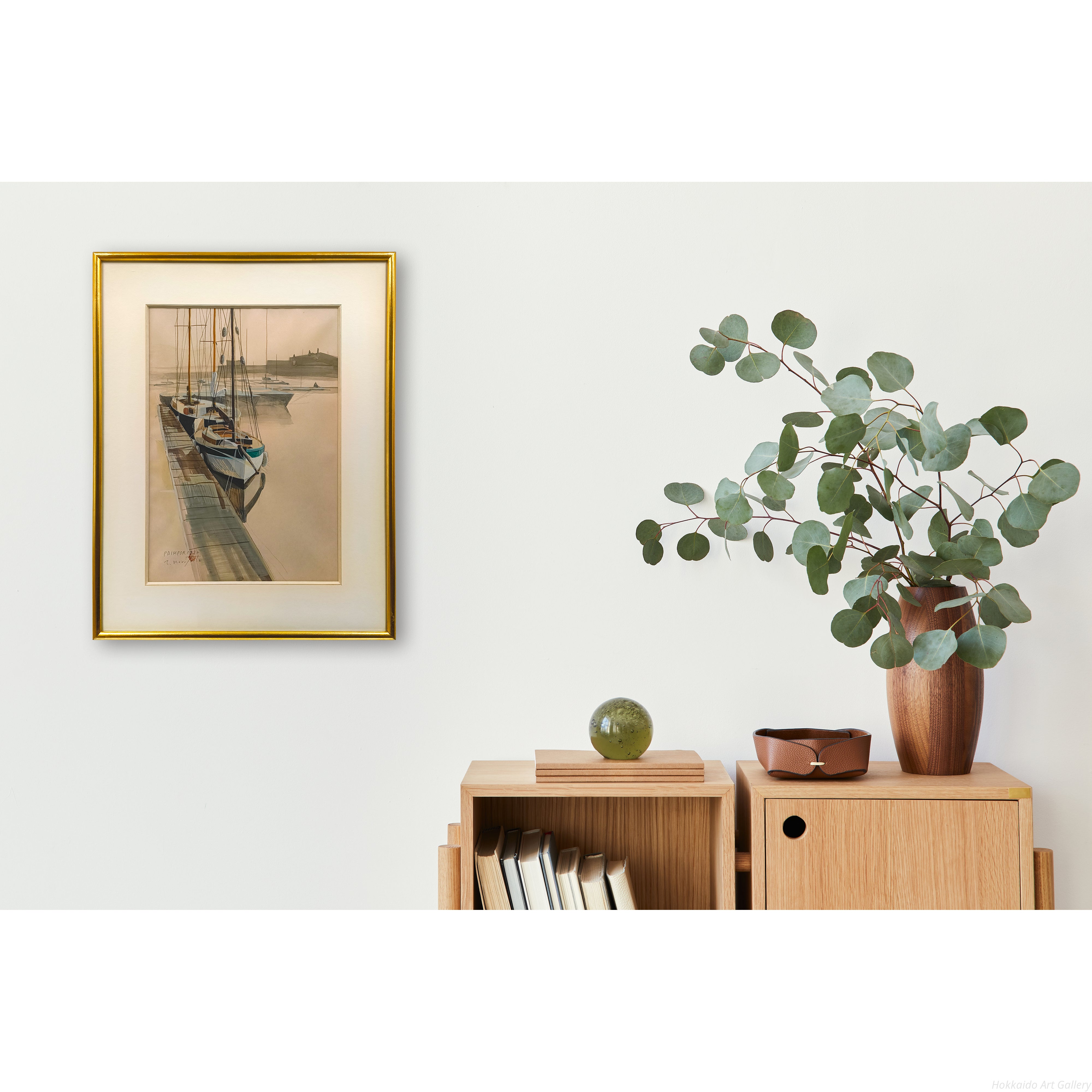 森下武、【アムステルダムの港】、希少な額装用画集画、新品高級額 額装付 森下武、【アムステルダムの港】、希少な額装用画集画、新品高級額 額装付