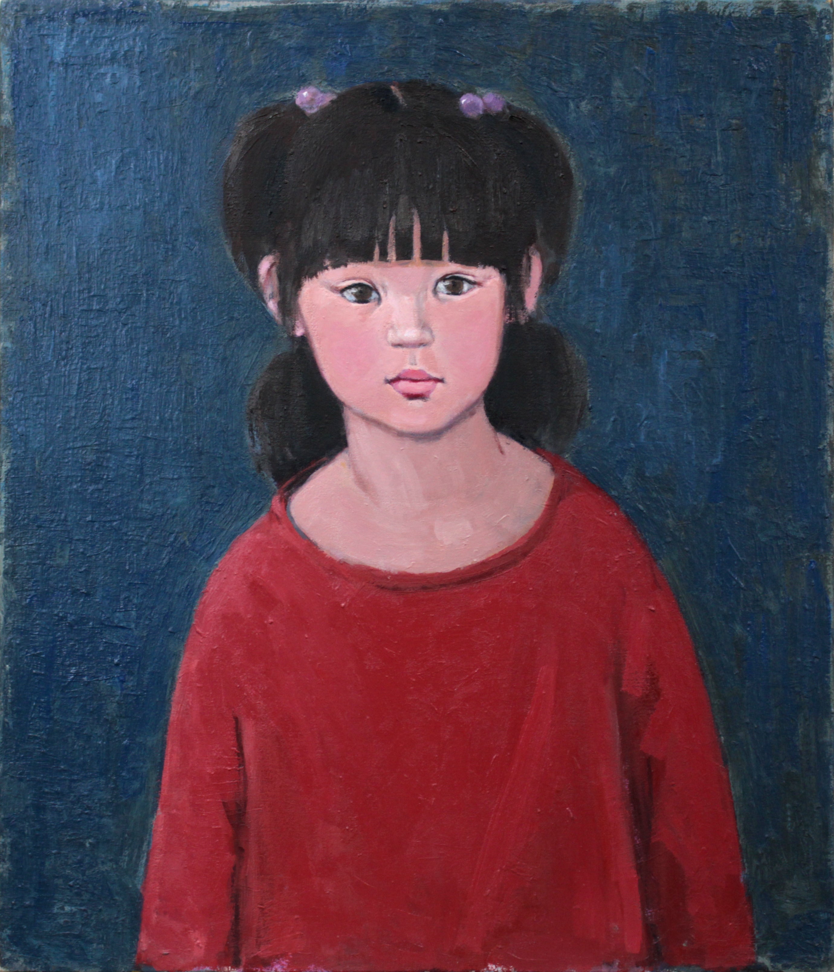 森本光子 『ぼんぼりの女の子』 油彩画 - 北海道画廊
