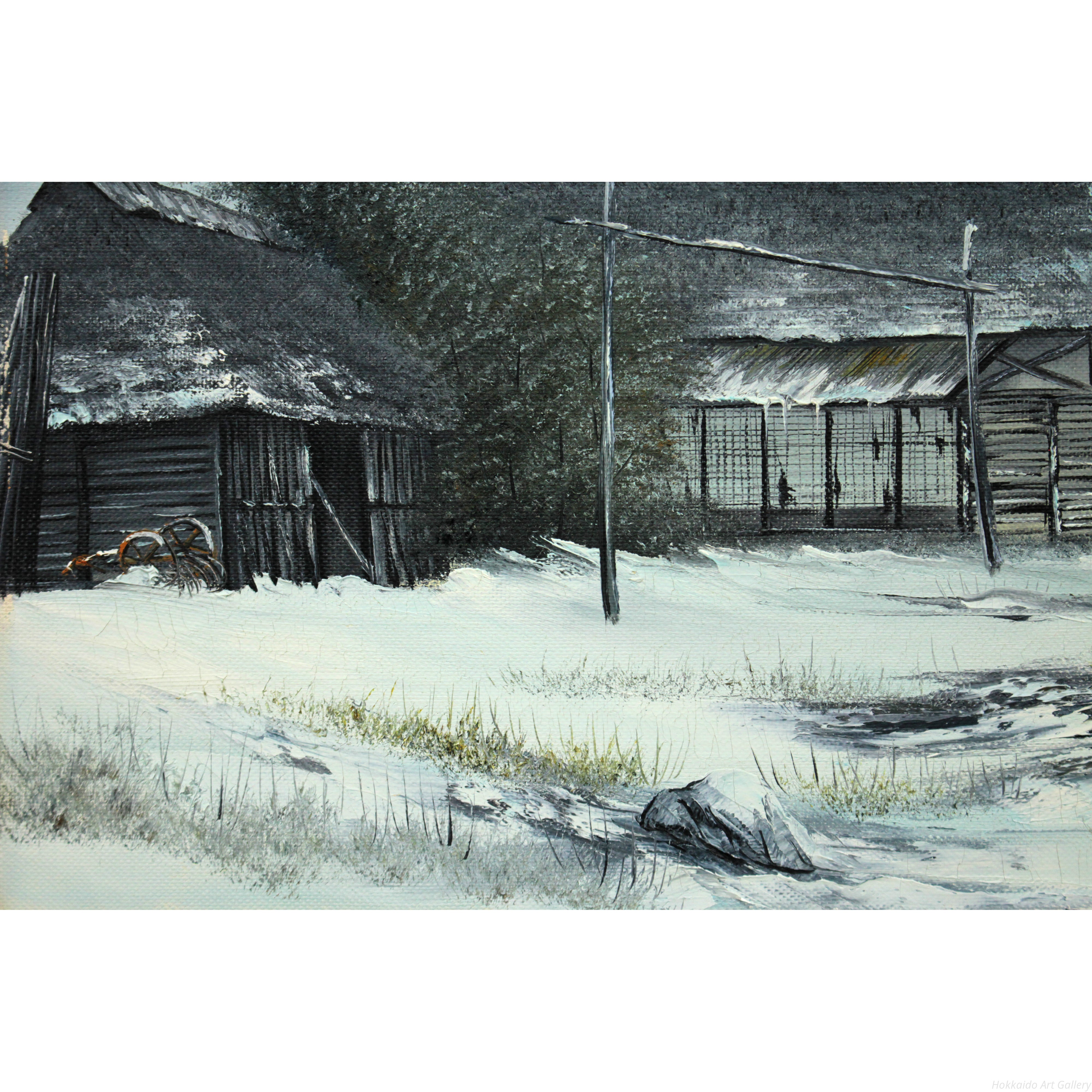 森田哲隆 『遠雪 地吹雪』 油彩画 - 北海道画廊