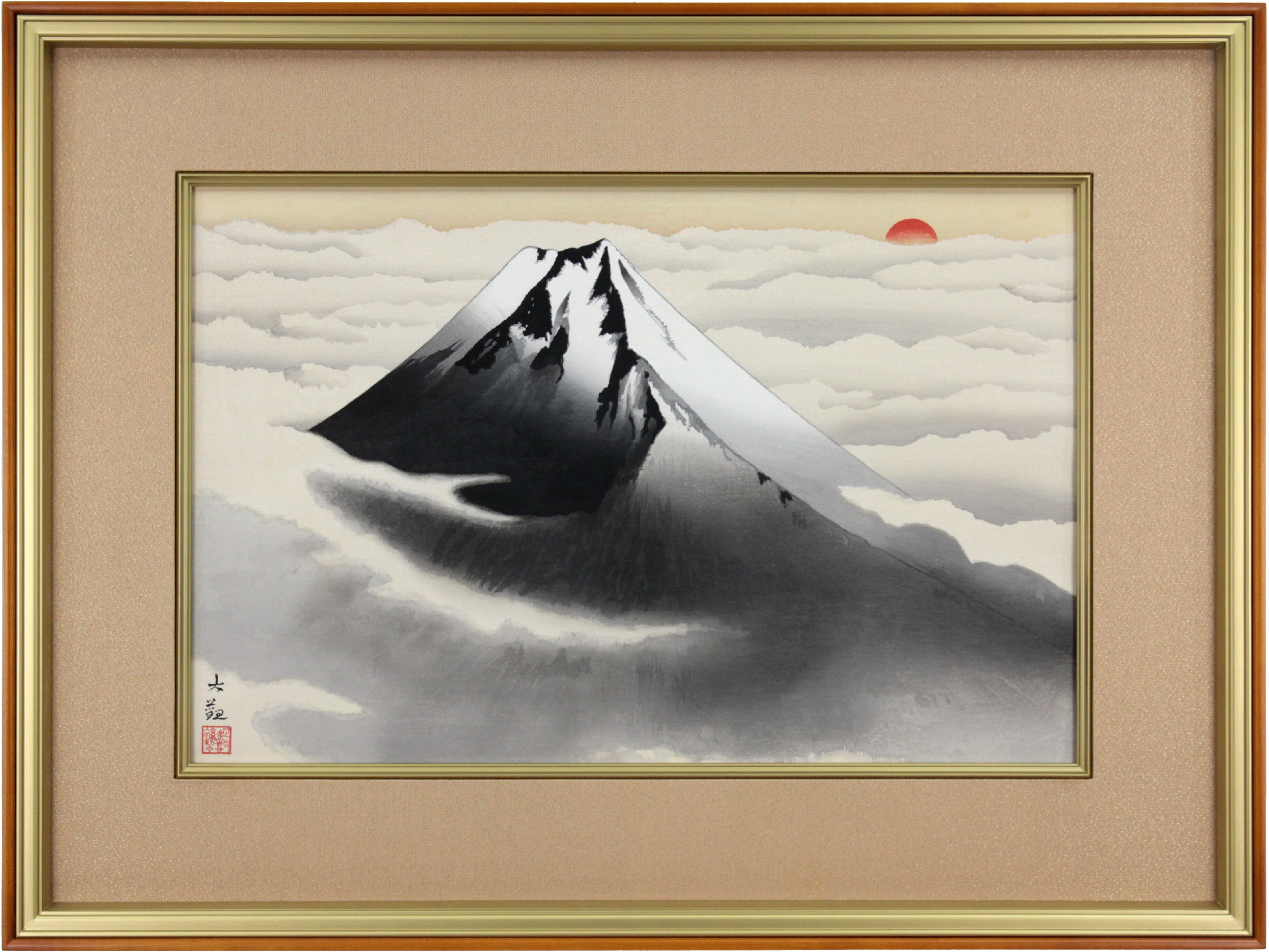 文化勲章受章日本画家版画作品 横山大観 工芸画 「秋の富士」 限定100部 【信頼と実績の正光画廊・5500点出品中】 - 絵画