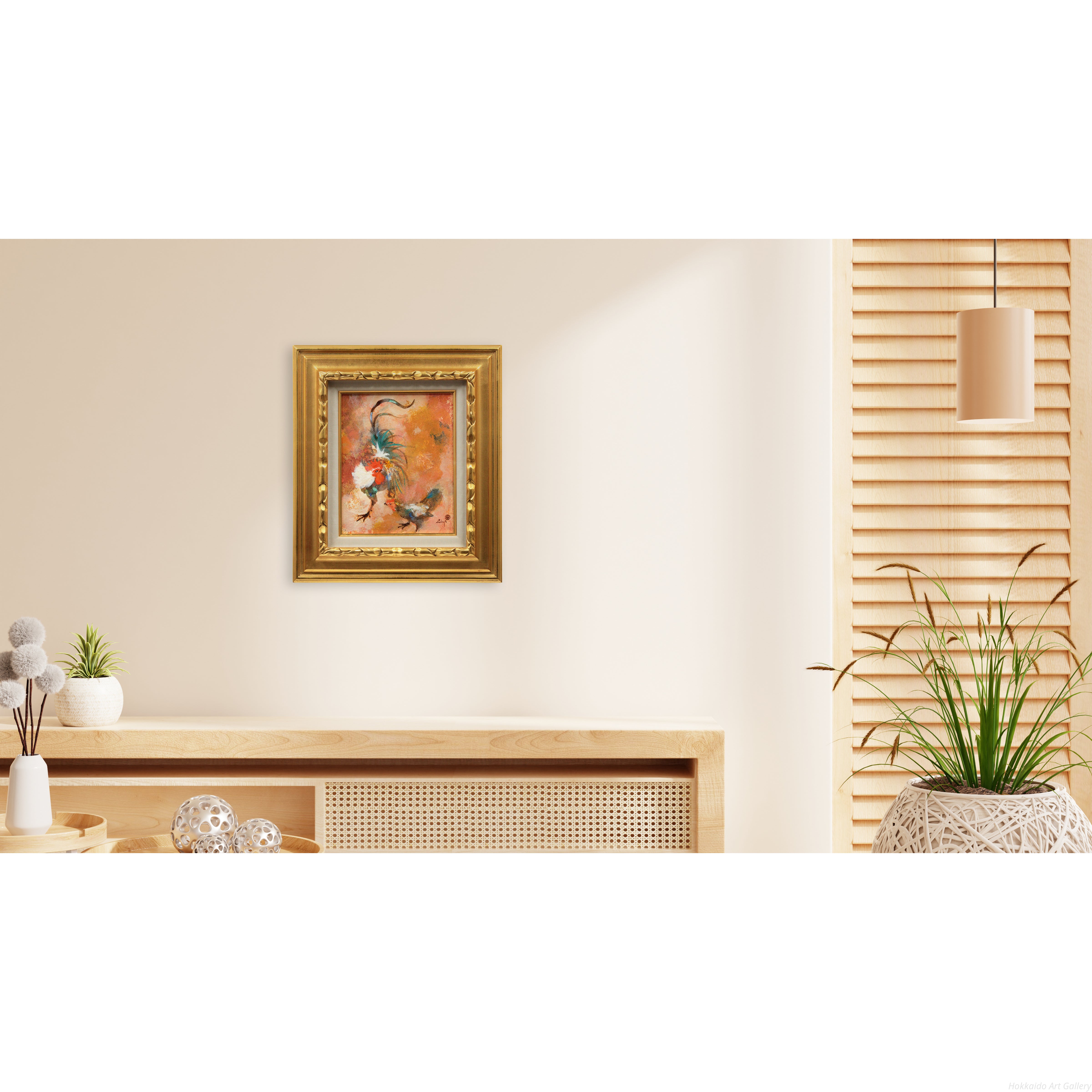 清原啓一 『遊鶏』 油彩画 - 北海道画廊