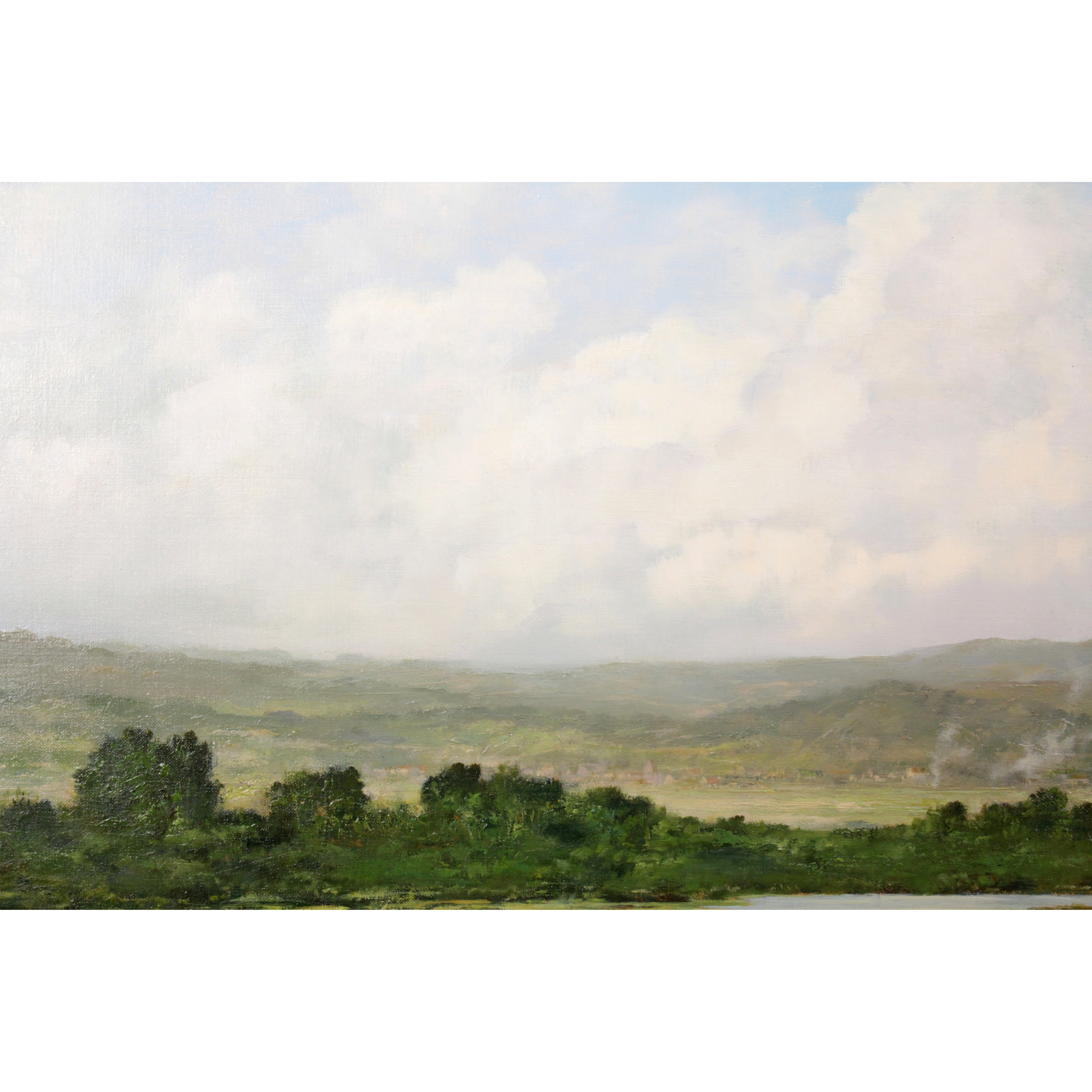 清水弘哉 『朝の木津川風景』 油彩画 - 北海道画廊