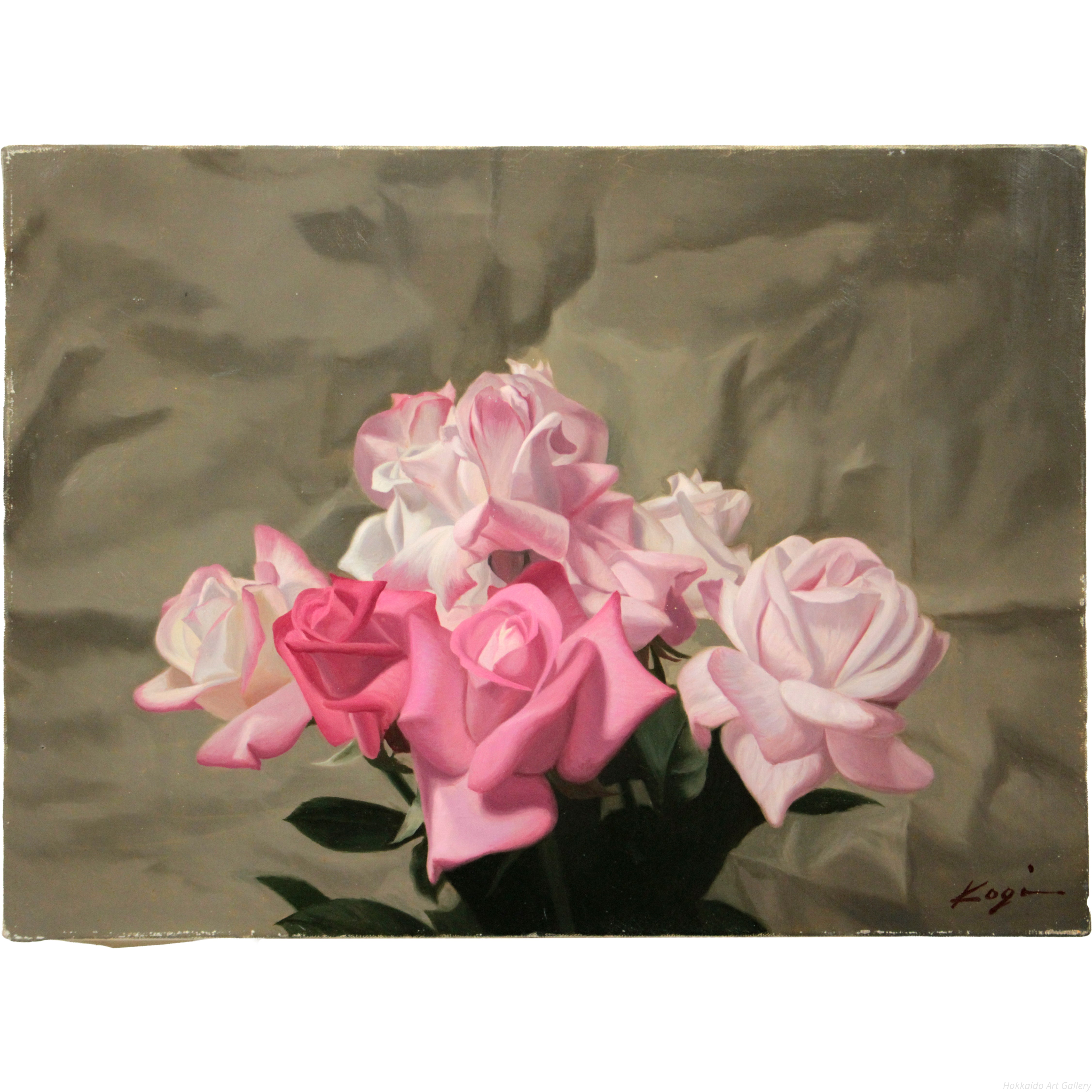 渡壁公義 『ばら』 油彩画 - 北海道画廊