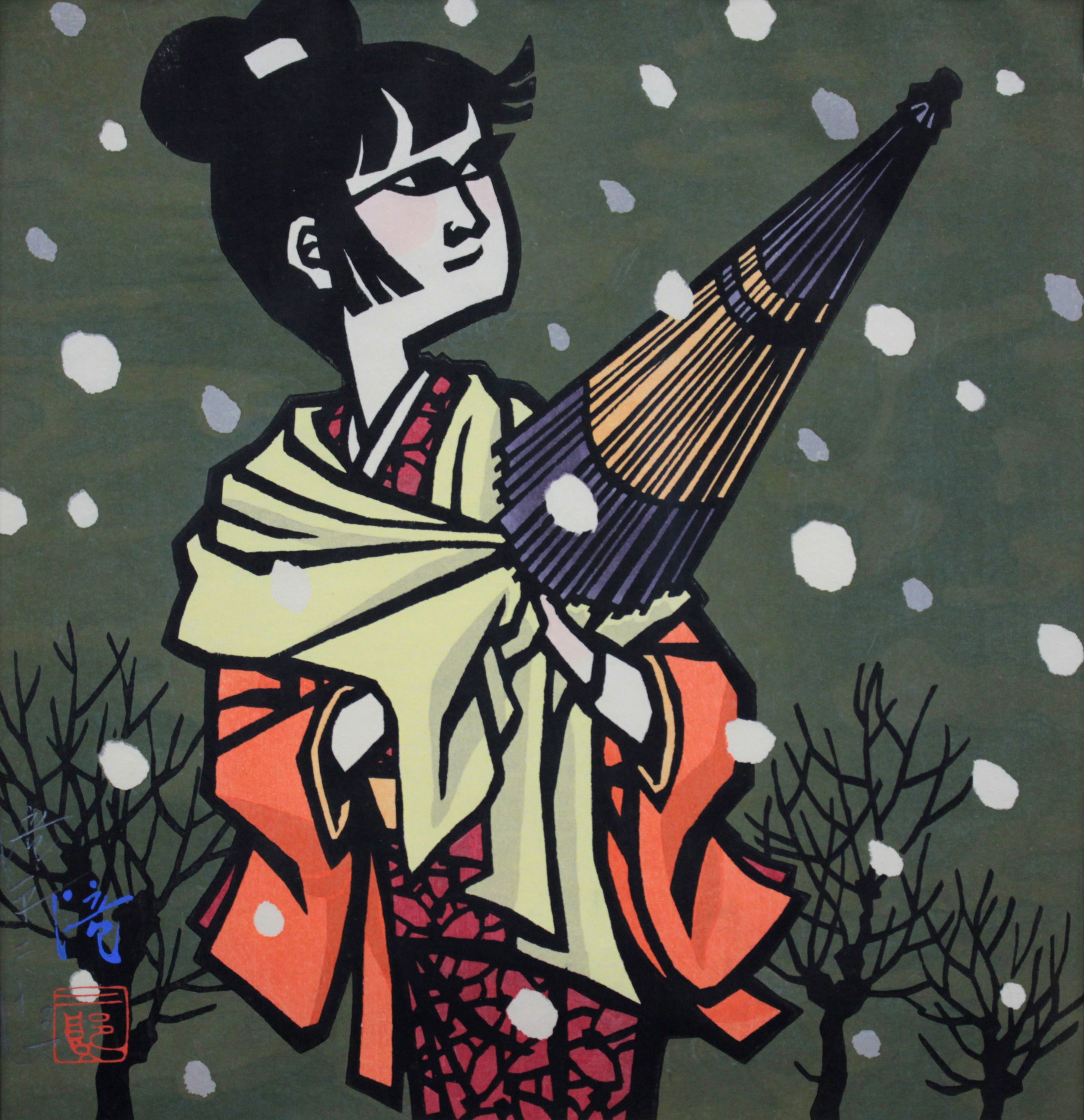 滝平二郎 『牡丹雪』 木版画 - 北海道画廊