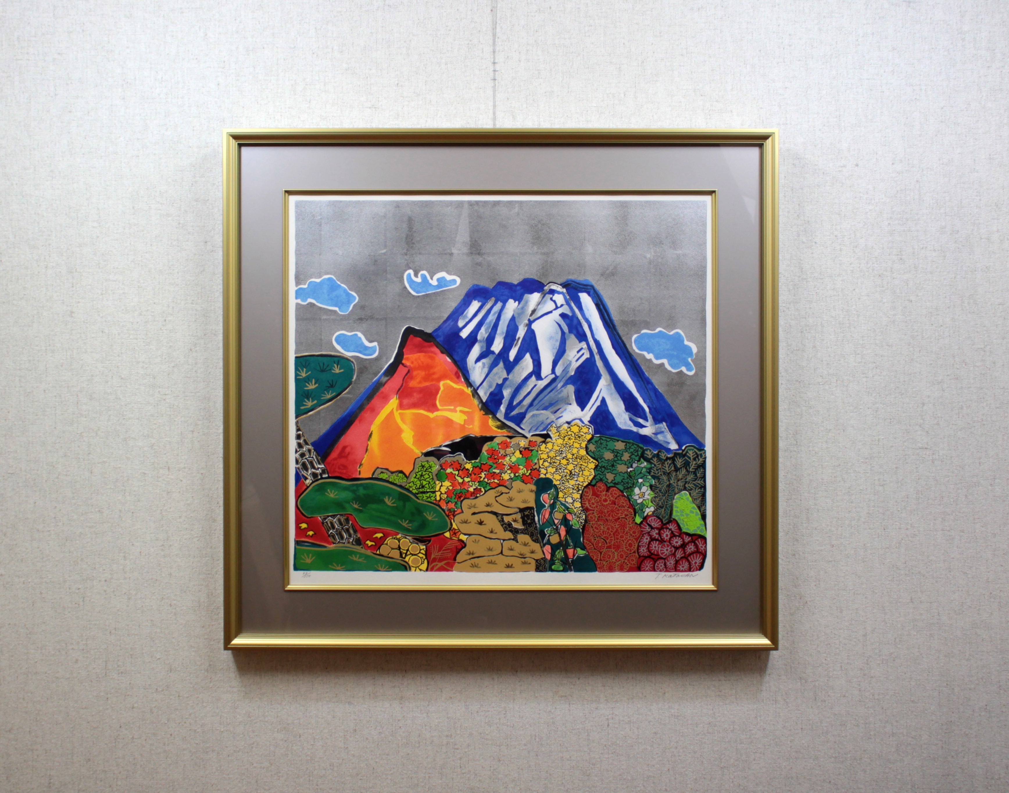 片岡球子 『錦織りなすめでたき富士』 リトグラフ - 北海道画廊