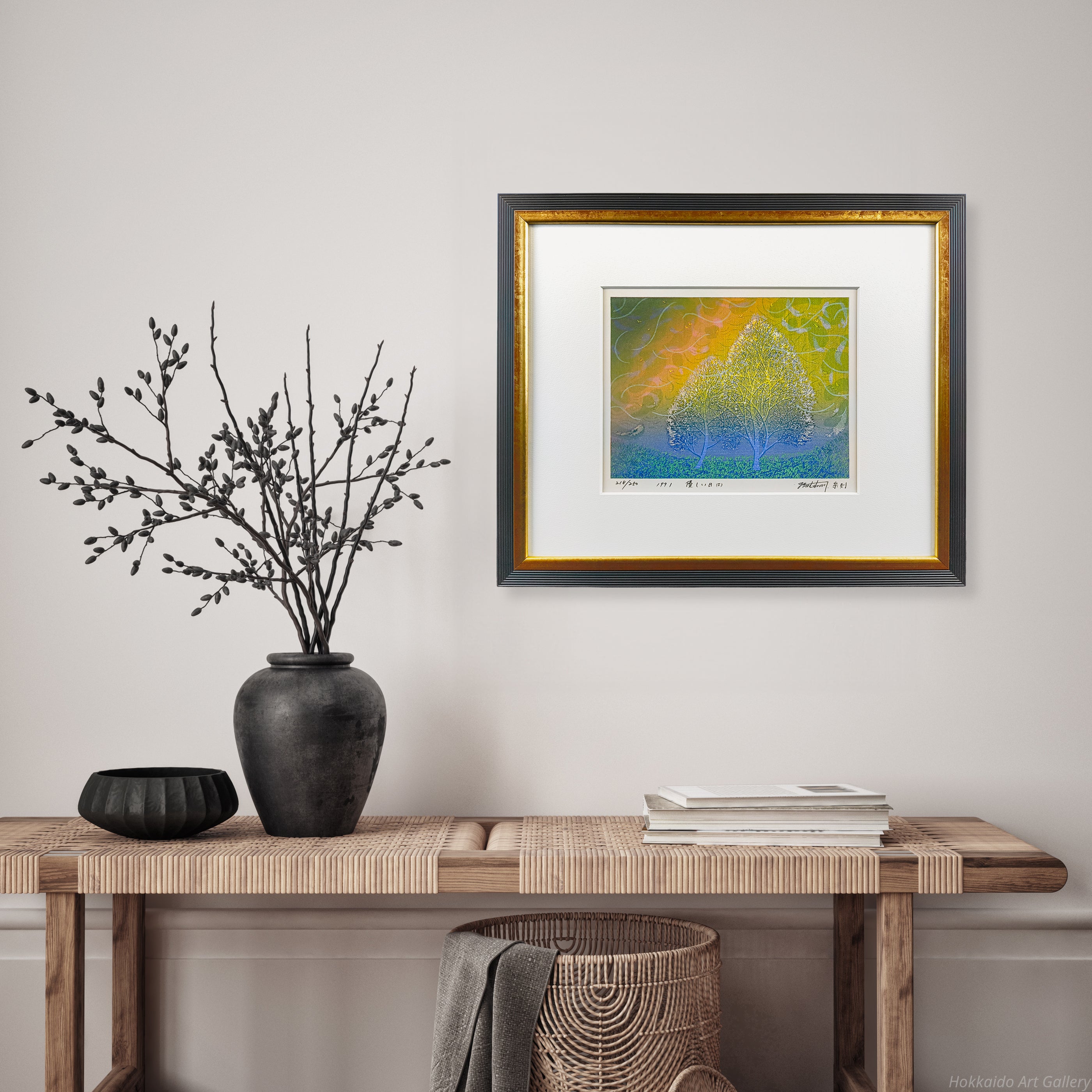 牧野宗則 『優しい日（1）』 木版画 - 北海道画廊