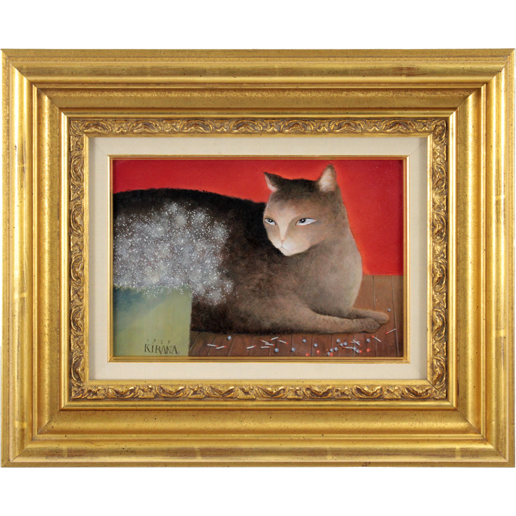 KIRANA 田谷京子さん絵画　　　月の日 田谷京子 『赫い猫』 油彩画 - 北海道画廊