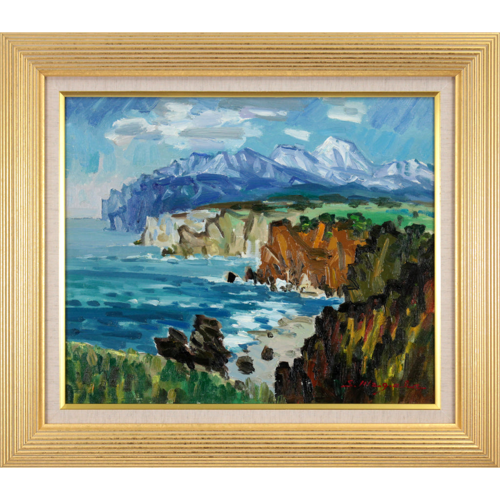真柄修一　渓雪　油絵 真柄修一 『茂多岬 春』 油彩画 - 北海道画廊