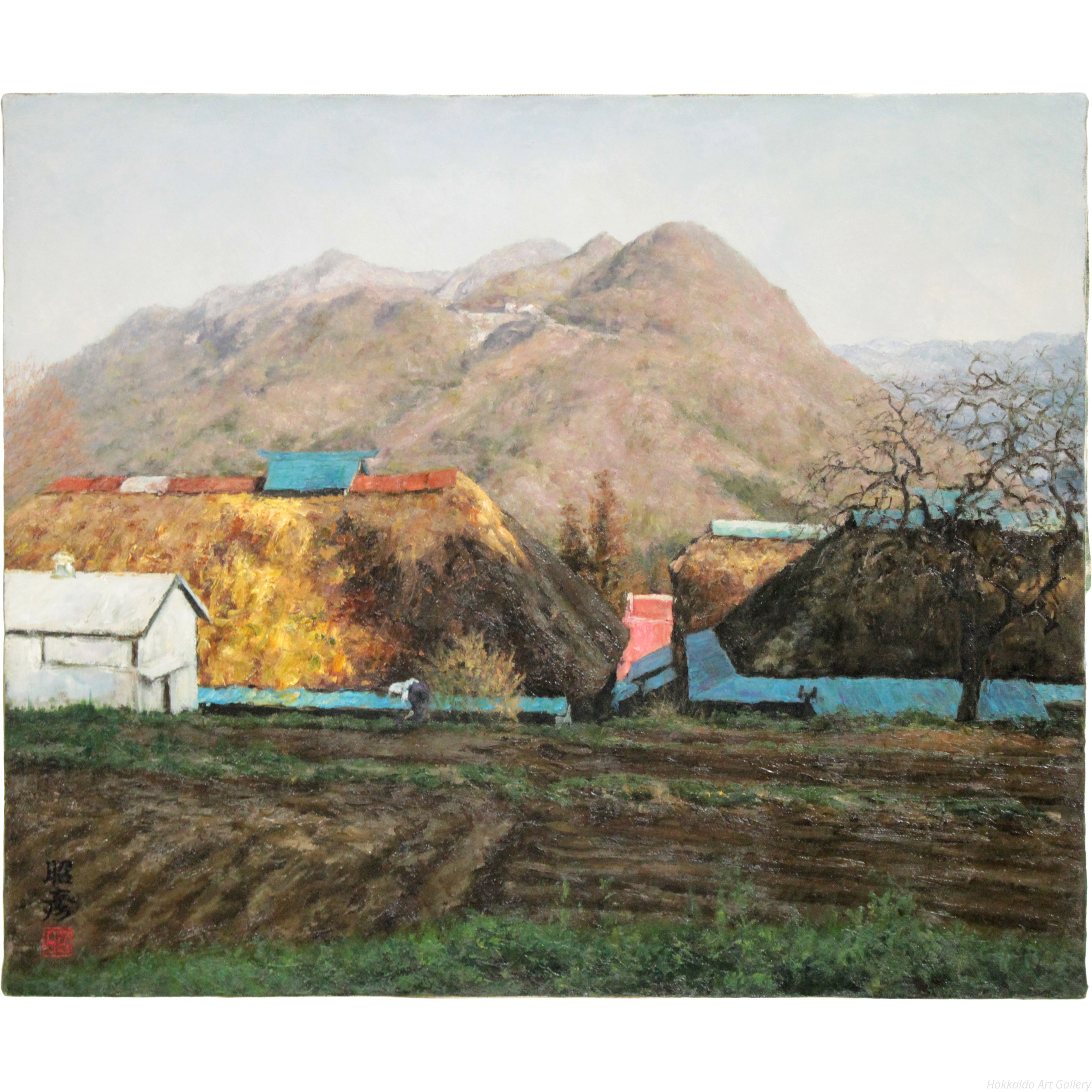 矢ヶ部昭彦 『山笑う頃』 油彩画 - 北海道画廊