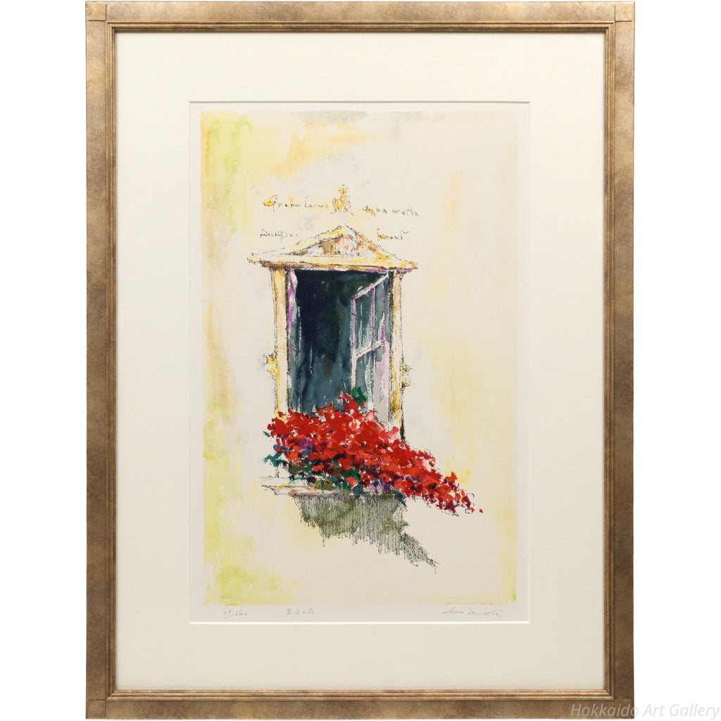 ☆石岡 剛☆「 窓辺の花 紫 」油絵 F3号 ☆石岡 剛☆「 窓辺の花 紫