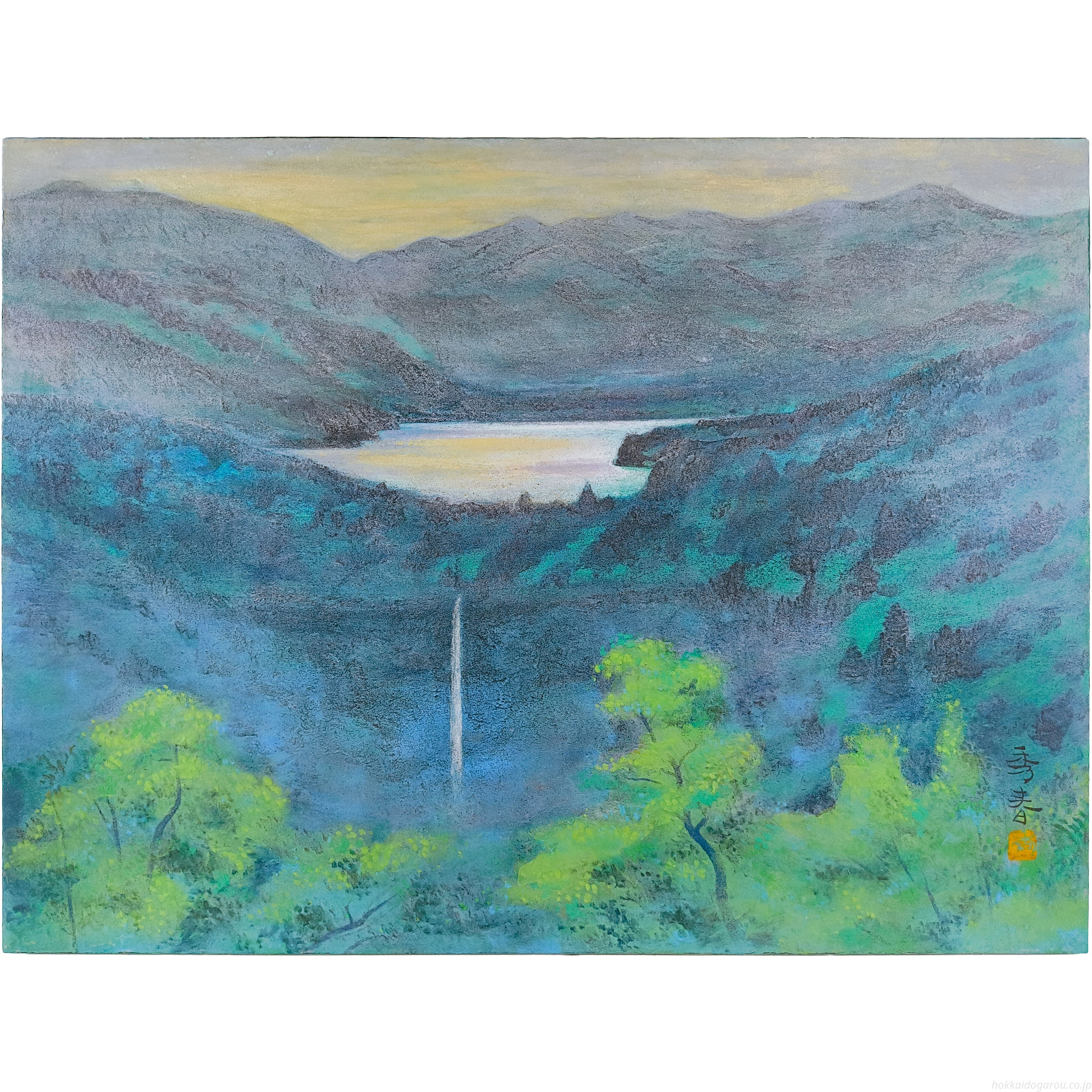 立石秀春 「朝霧」 日本画 絵画 立石秀春 『朝霧』 日本画 - 北海道画廊