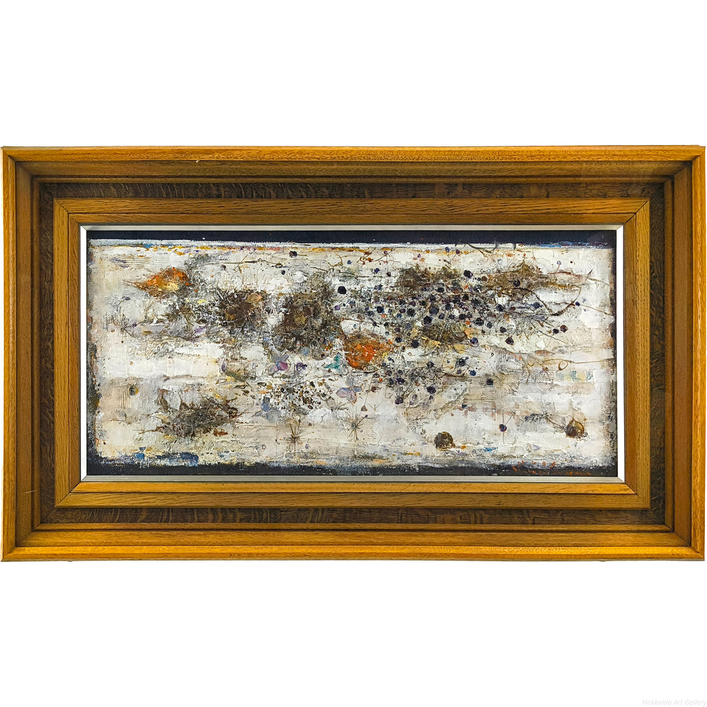笹山峻弘 真作保証　油彩画 春の海景 2003年作 額装　美術品　アート 美術品・アンティーク・コレクション 笹山峻弘 真作保証 油彩画 春の