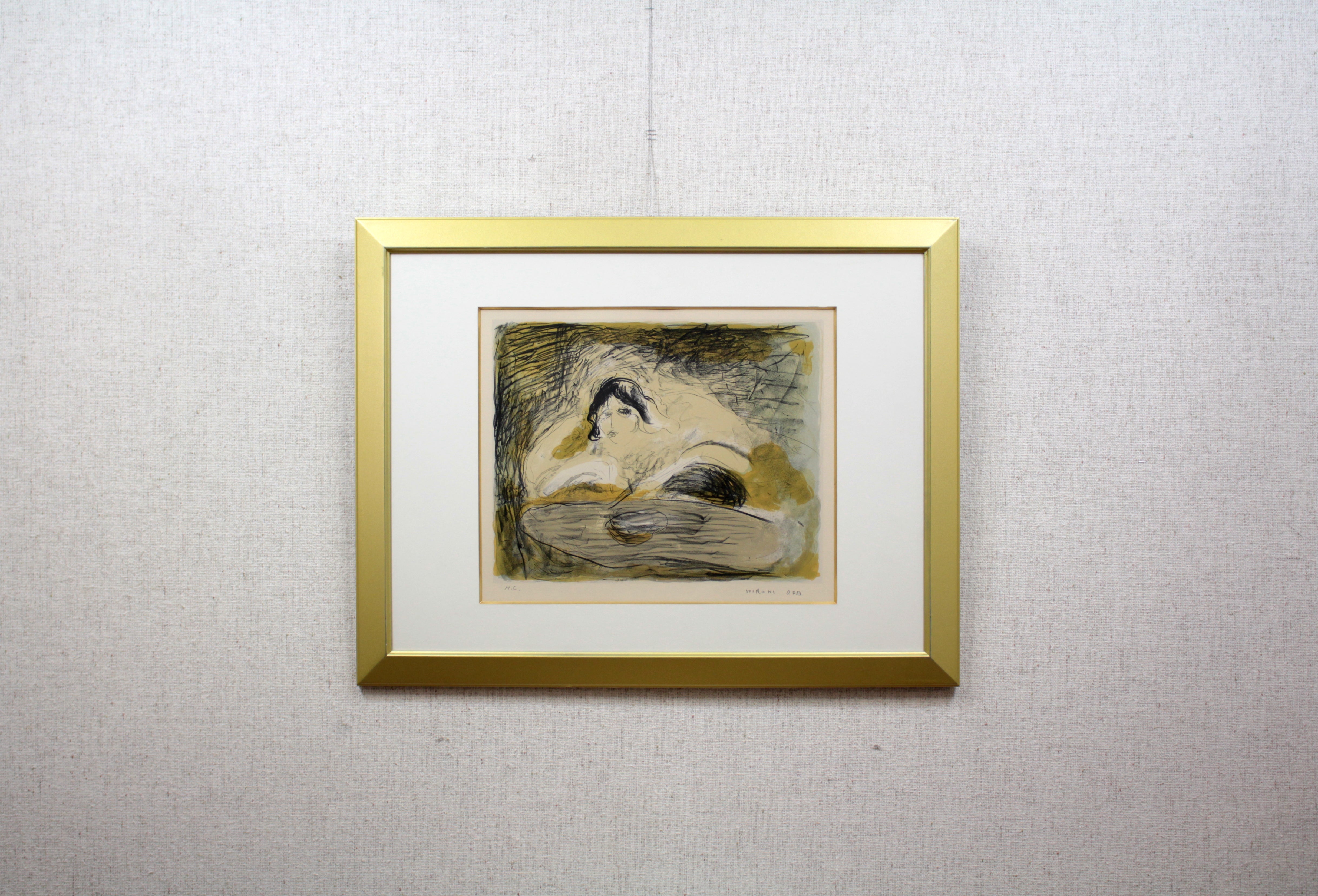 織田廣喜 『パリの女（レストランの女）』 リトグラフ - 北海道画廊