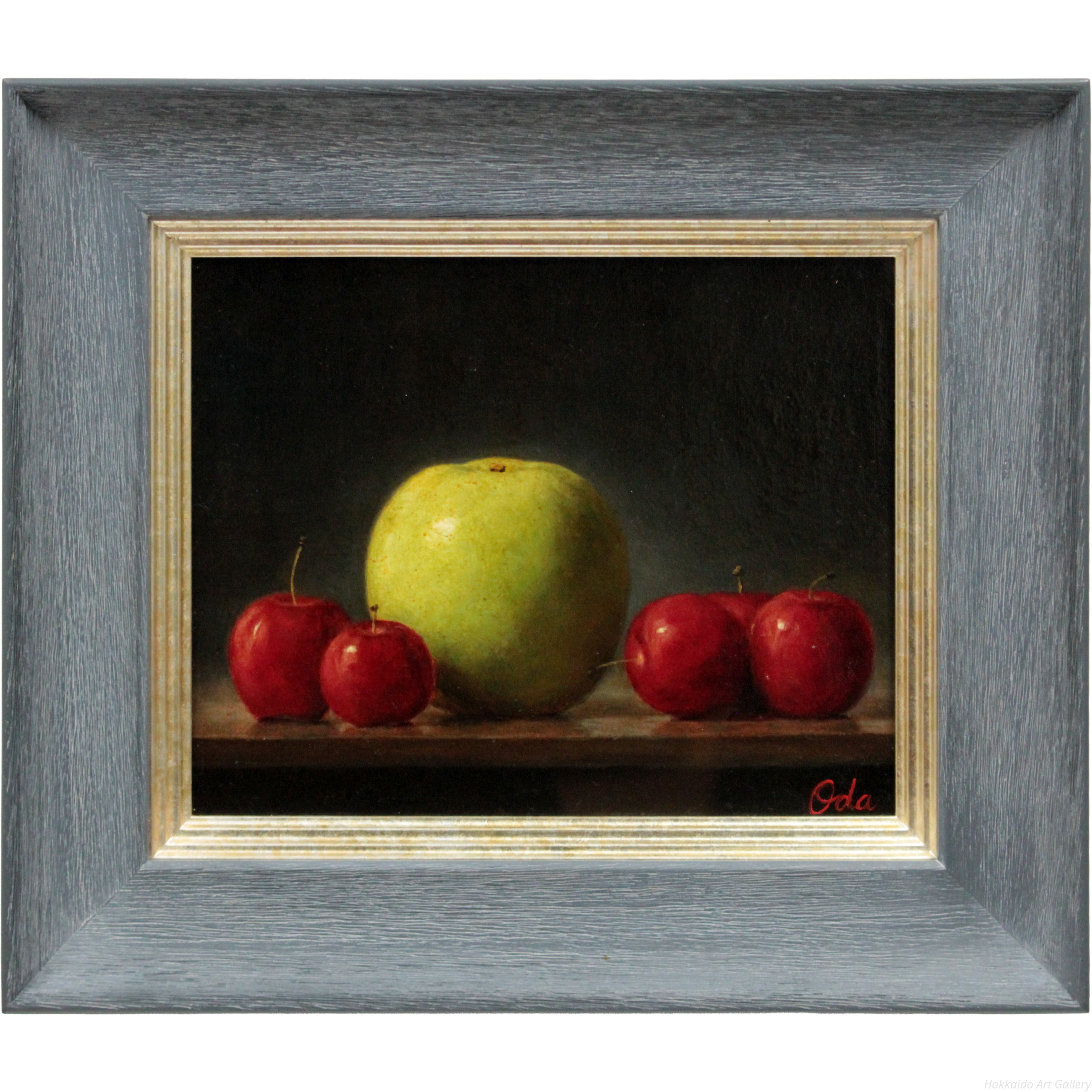 織田里見 『青い林檎と赤い林檎』 油彩画 - 北海道画廊