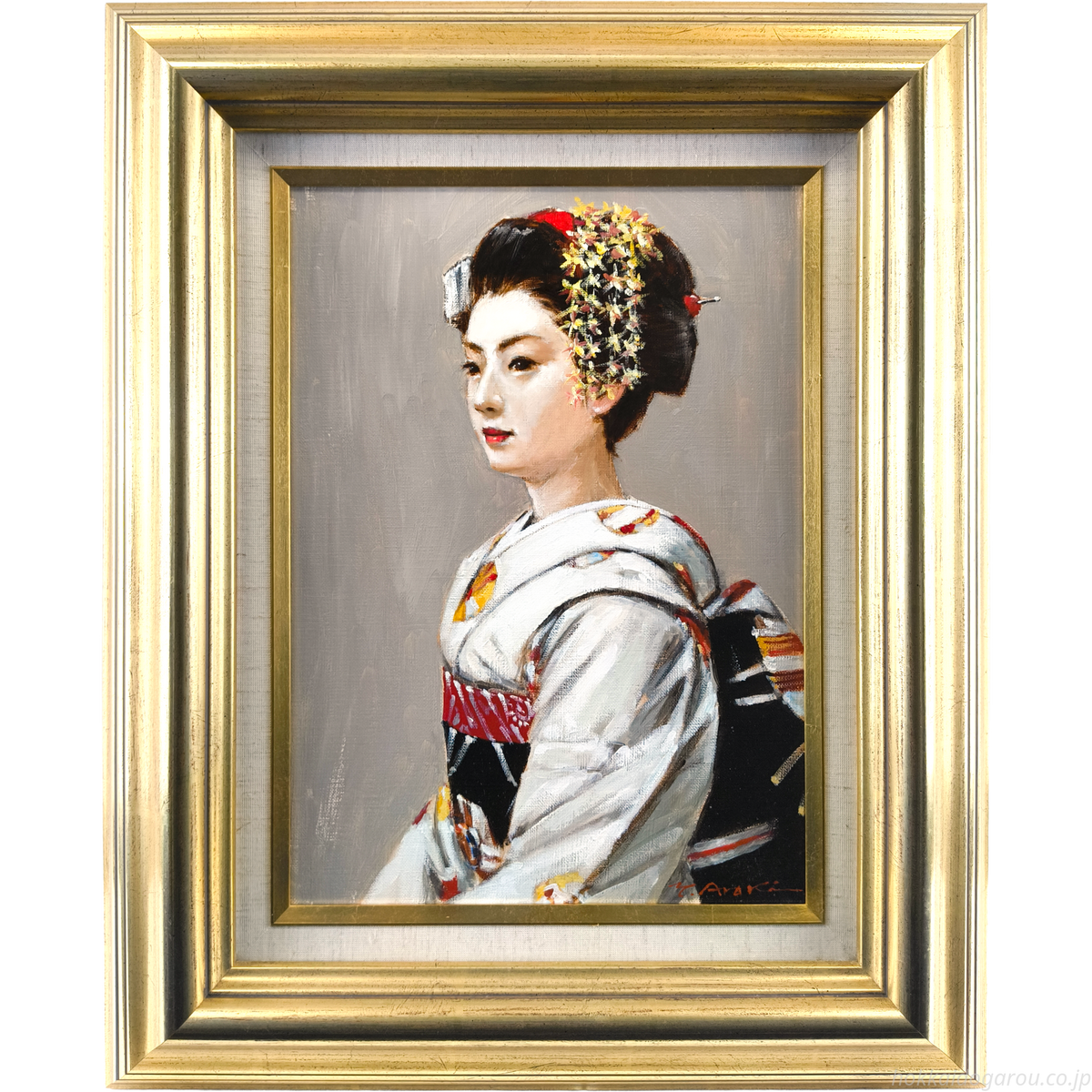 荒木義太郎 『舞妓（豆福）』 油彩画 - 北海道画廊