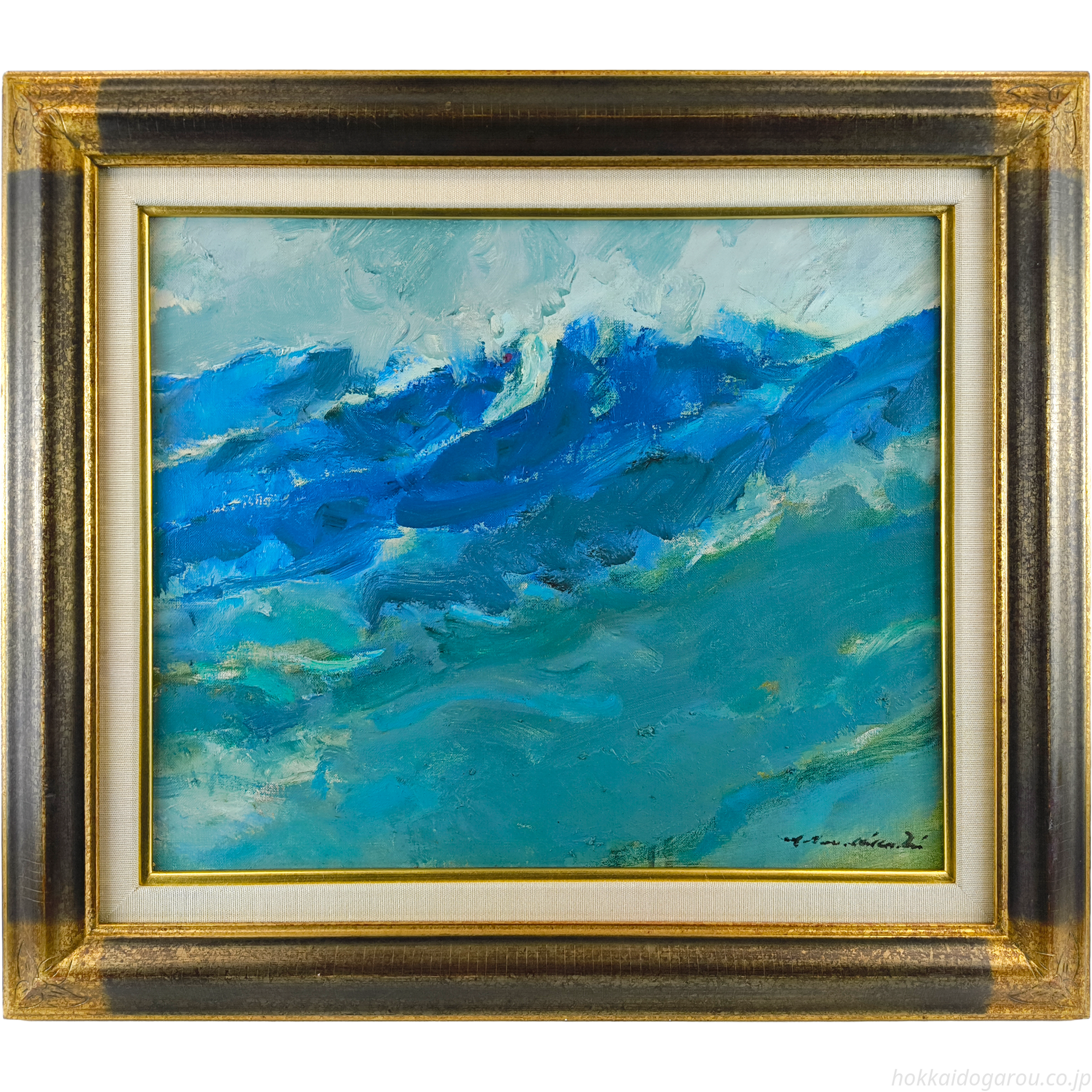 激安　菊地正則　油絵　油彩画　絵画　フランス　パリでみかけた女性　美品　額付き 菊地又男 『十勝の噴煙』 油彩画 - 北海道画廊