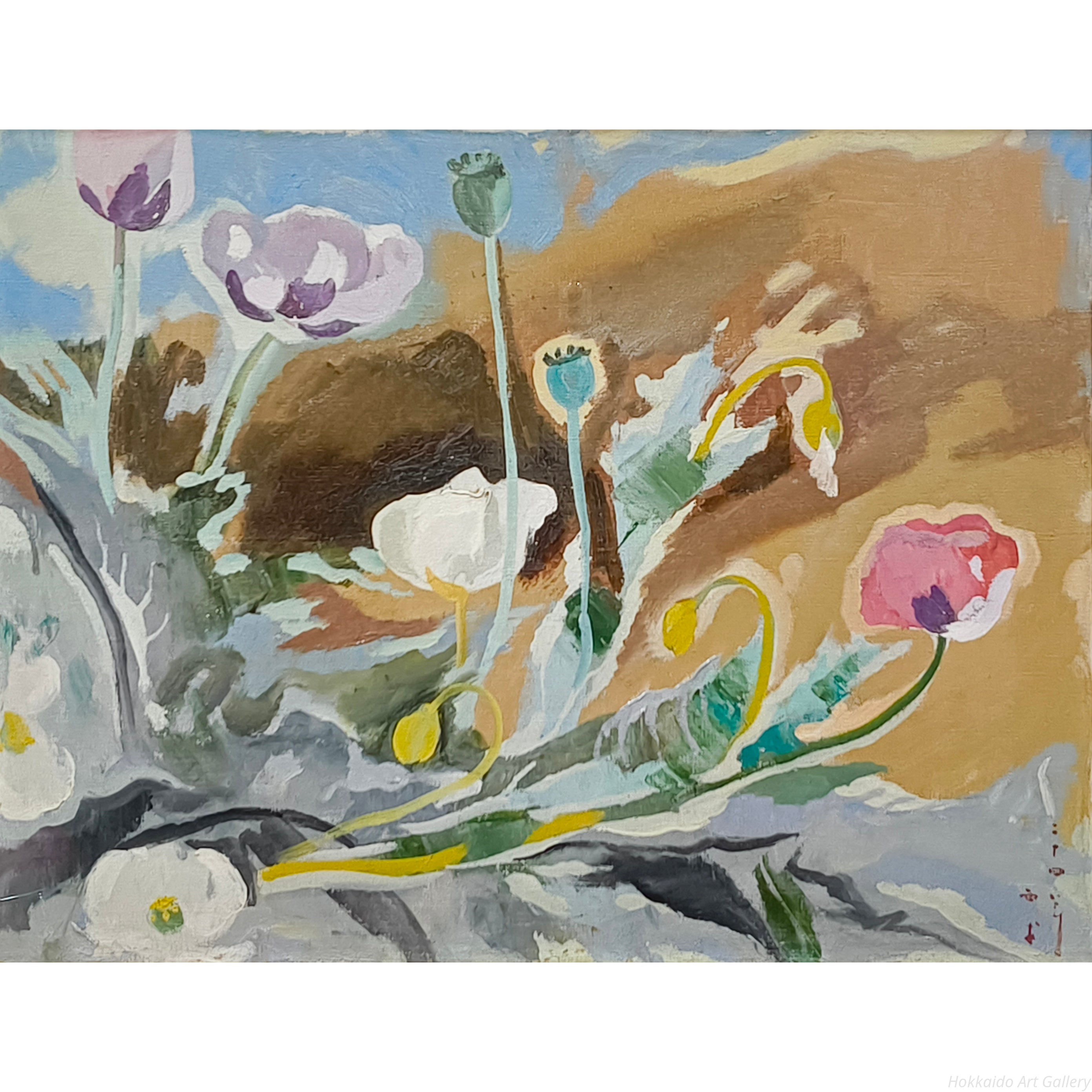 西村計雄 『けし』 油彩画 - 北海道画廊