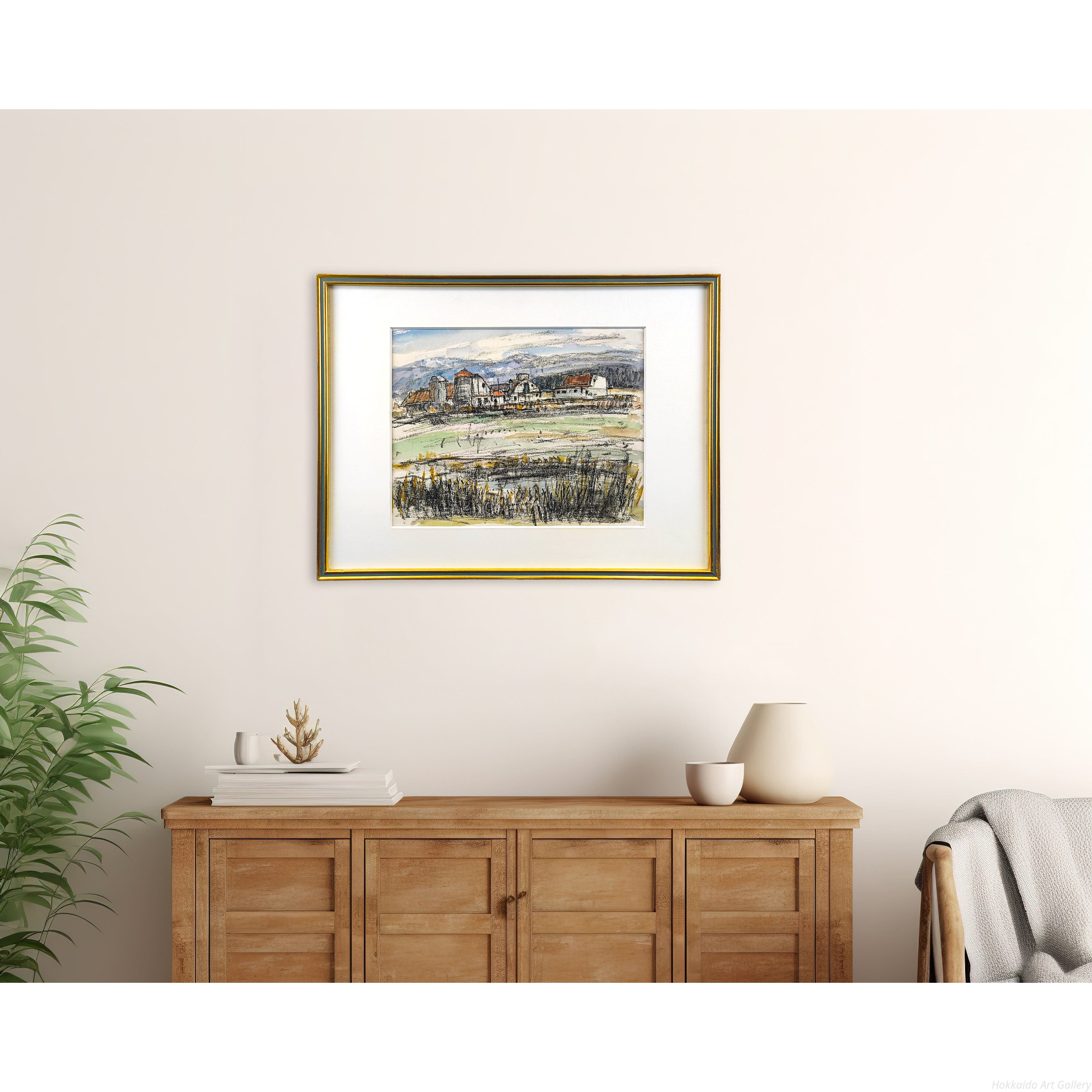 赤穴宏 『サイロのある風景』 水彩画 - 北海道画廊
