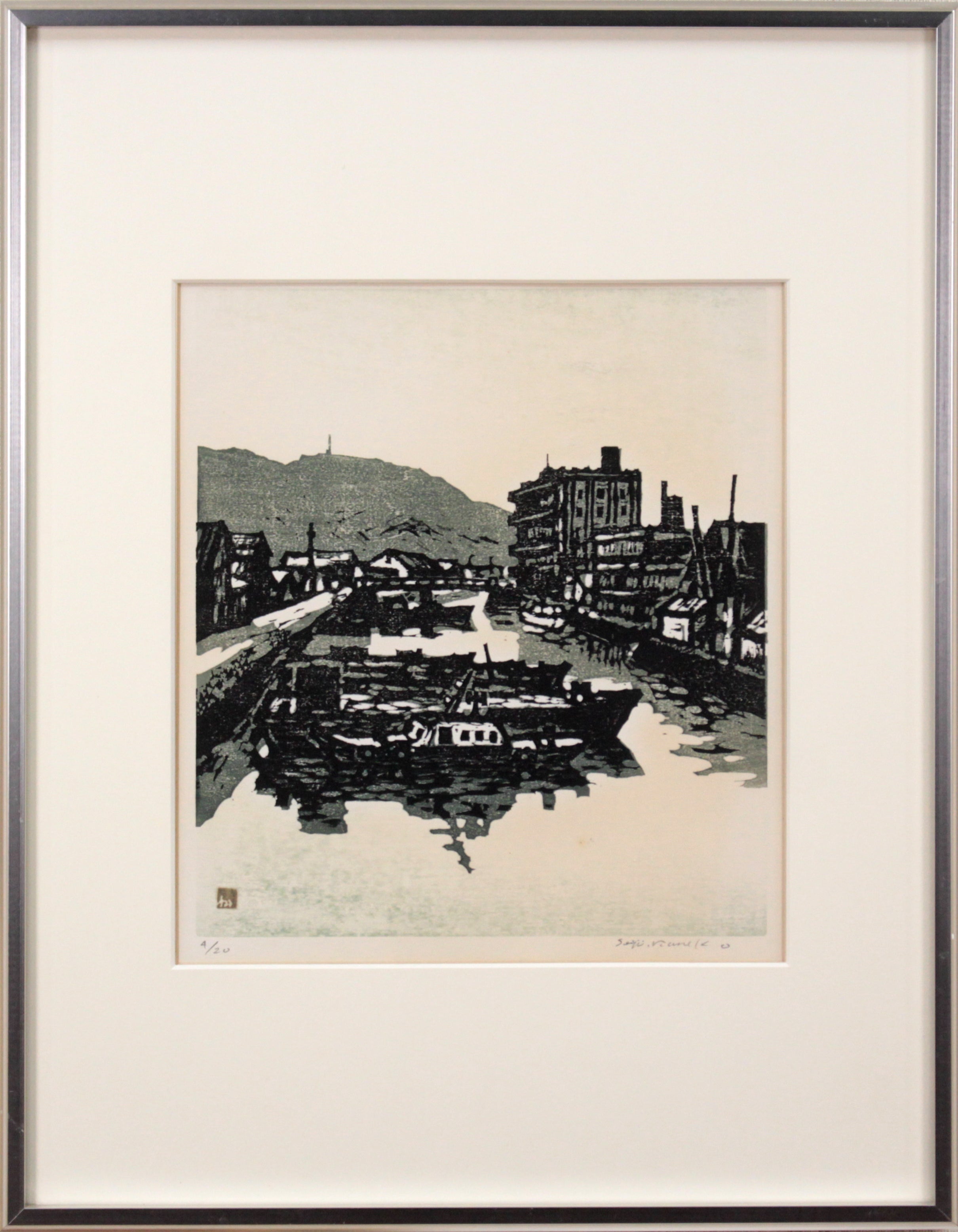金子誠治『姉弟』木版画 絵画33cm×245cm作品サイズ