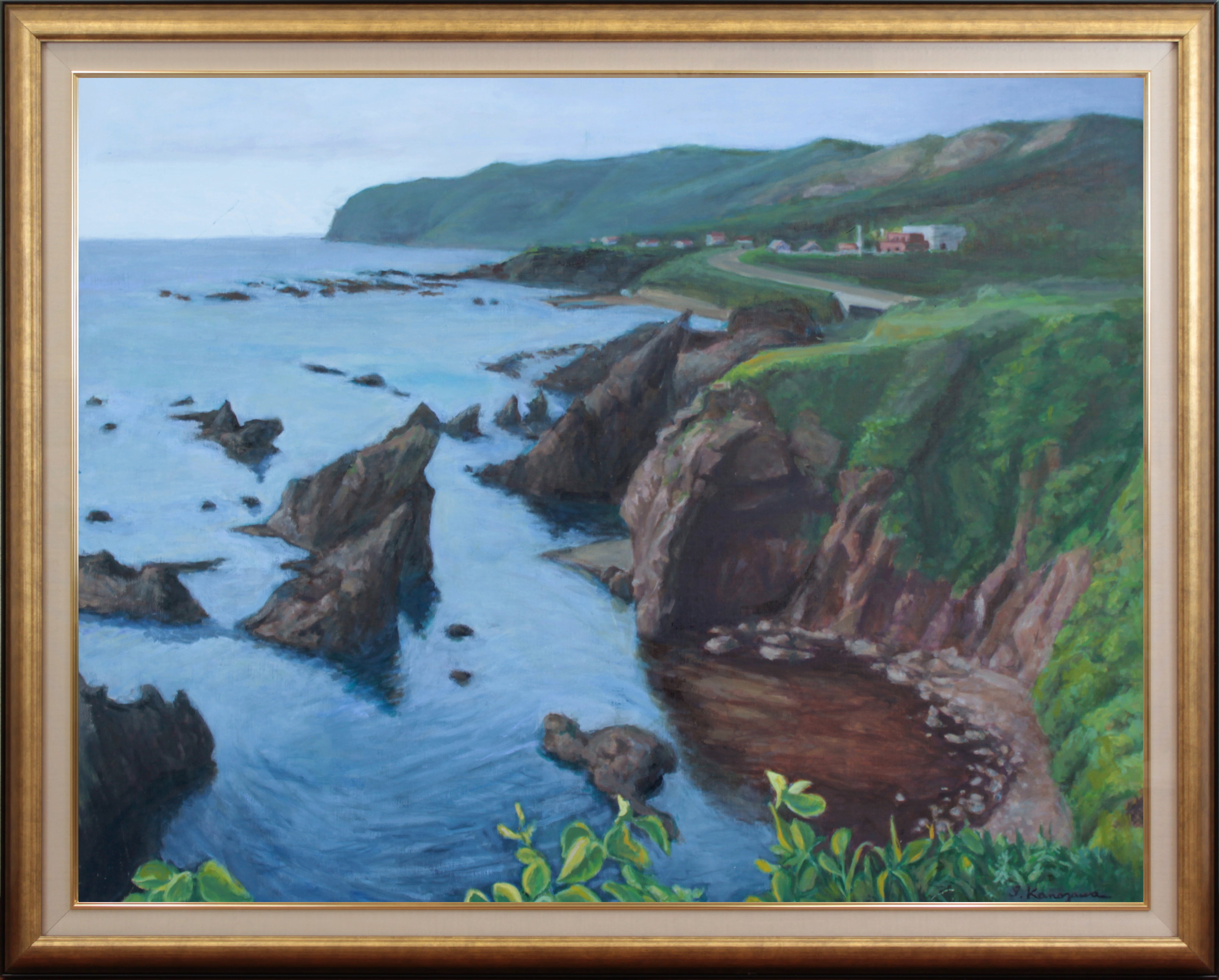 岩崎行雄　油彩　「秋たけなわ」絵画　24ひ408額入り575×485cm