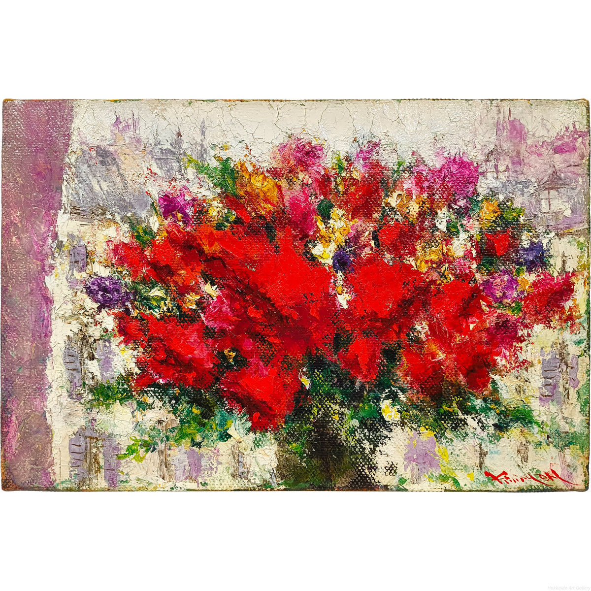 長沼貴美代 『パリと薔薇』 油彩画 - 北海道画廊