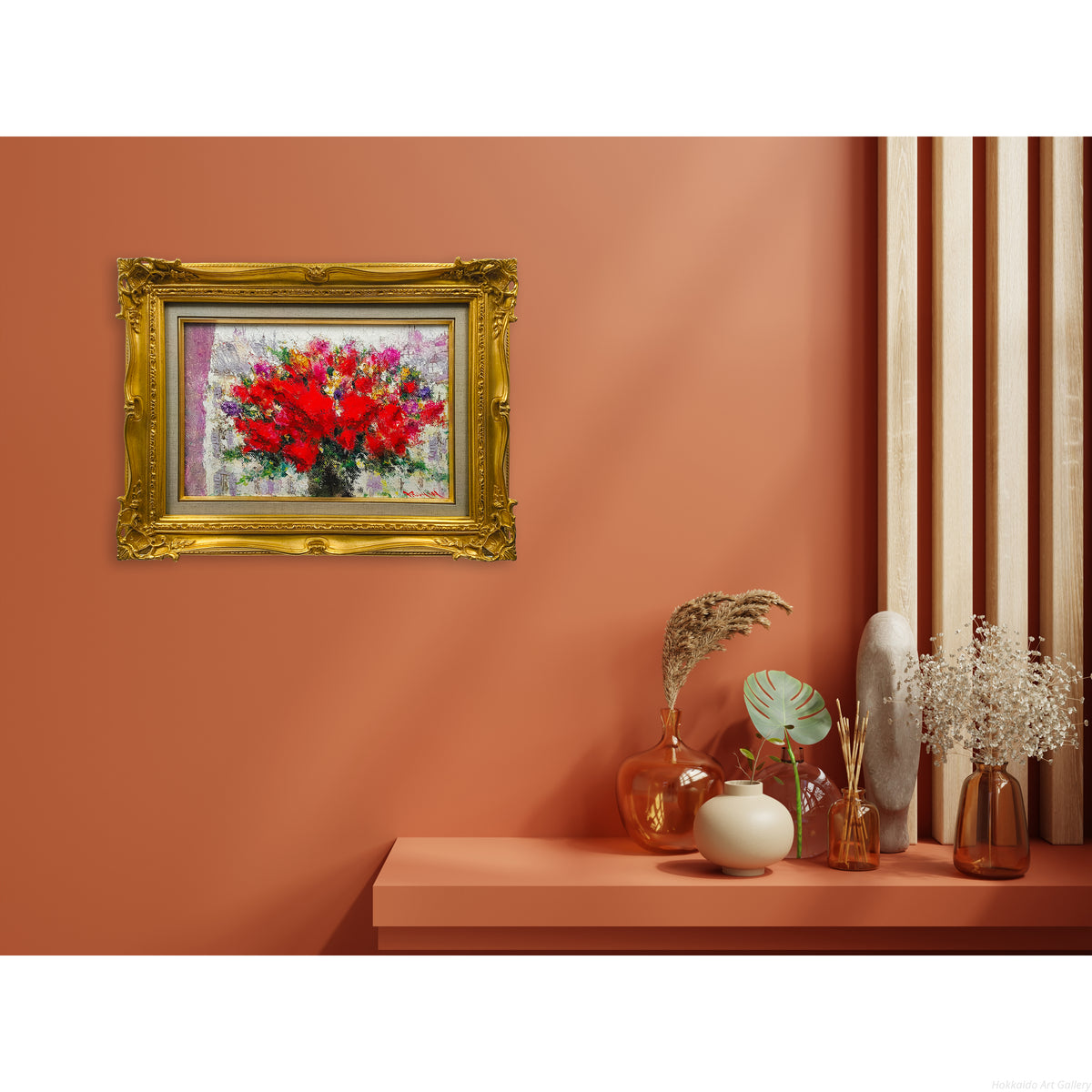 長沼貴美代 『パリと薔薇』 油彩画 - 北海道画廊