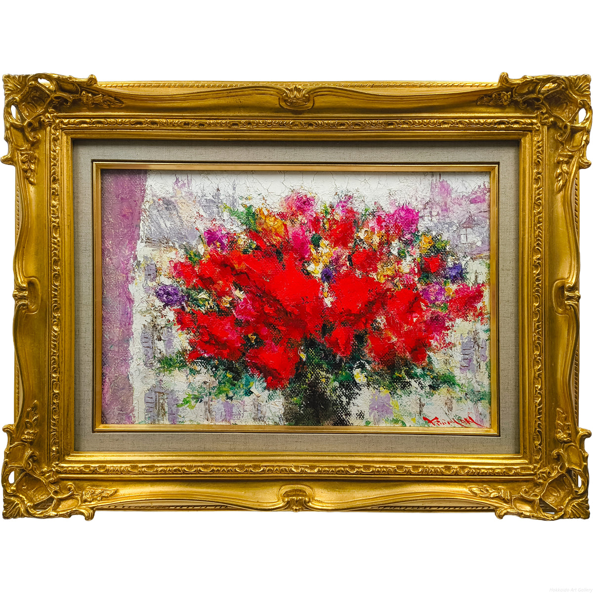 長沼貴美代 『パリと薔薇』 油彩画 - 北海道画廊