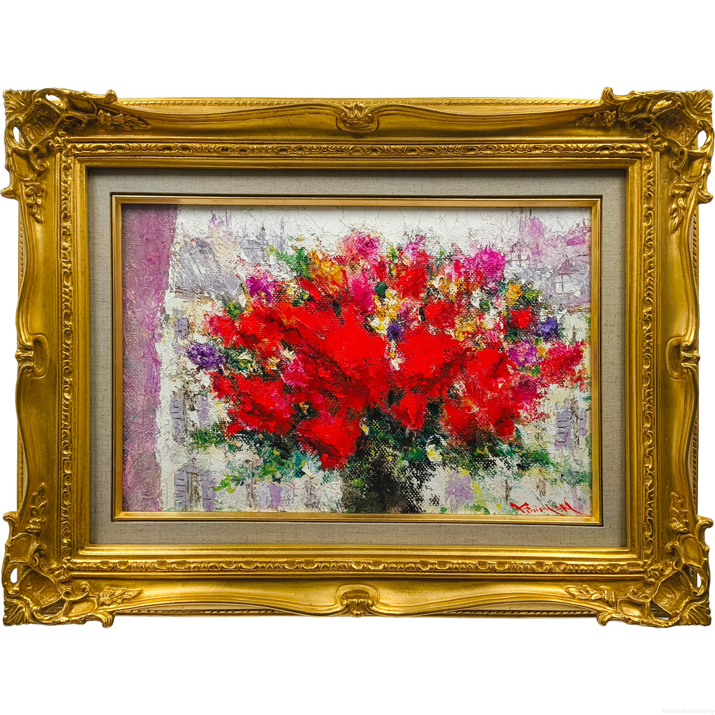 長沼貴美代 『パリと薔薇』 油彩画 - 北海道画廊