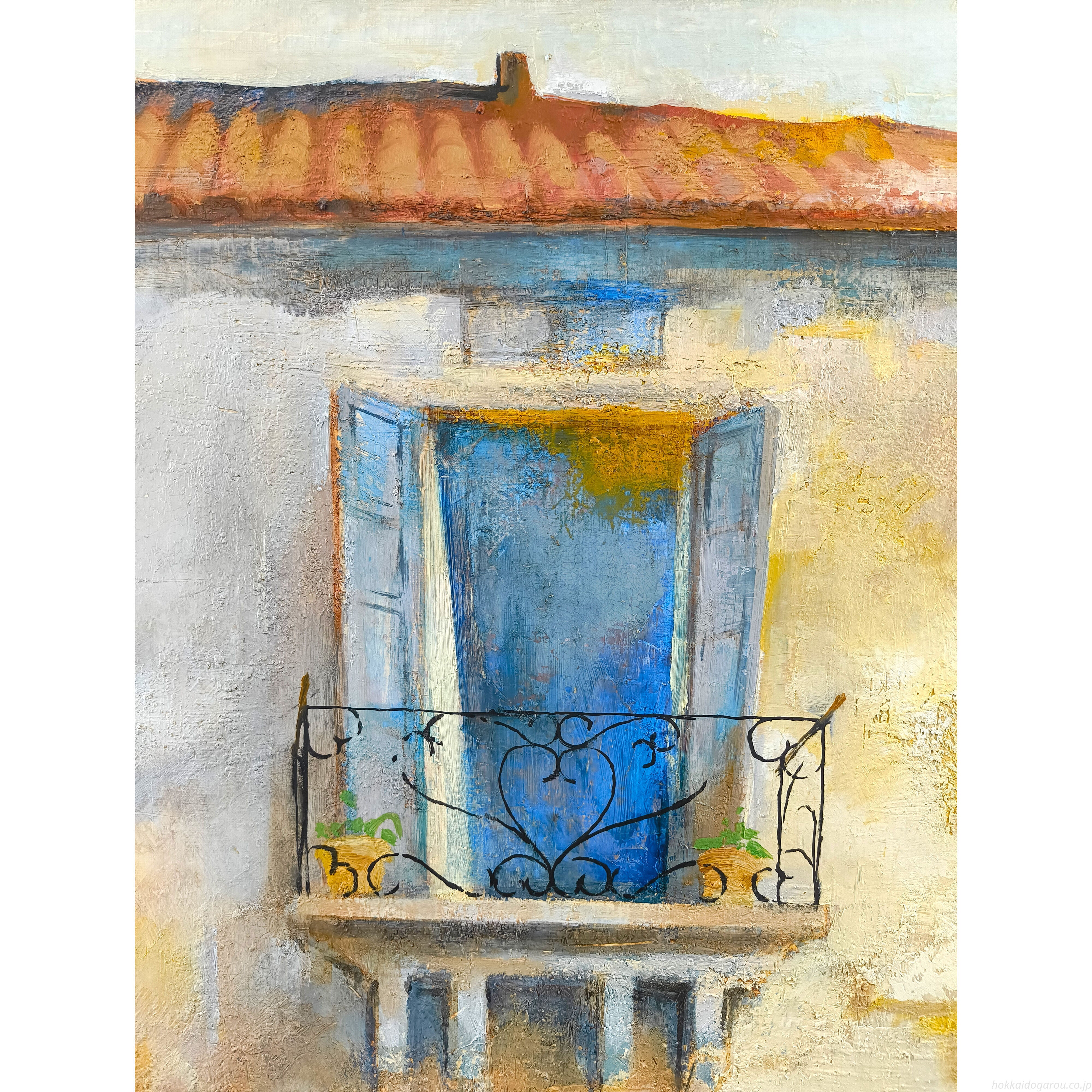 陶山侃 『黄色いカーテン（スペイン）』 油彩画 - 北海道画廊