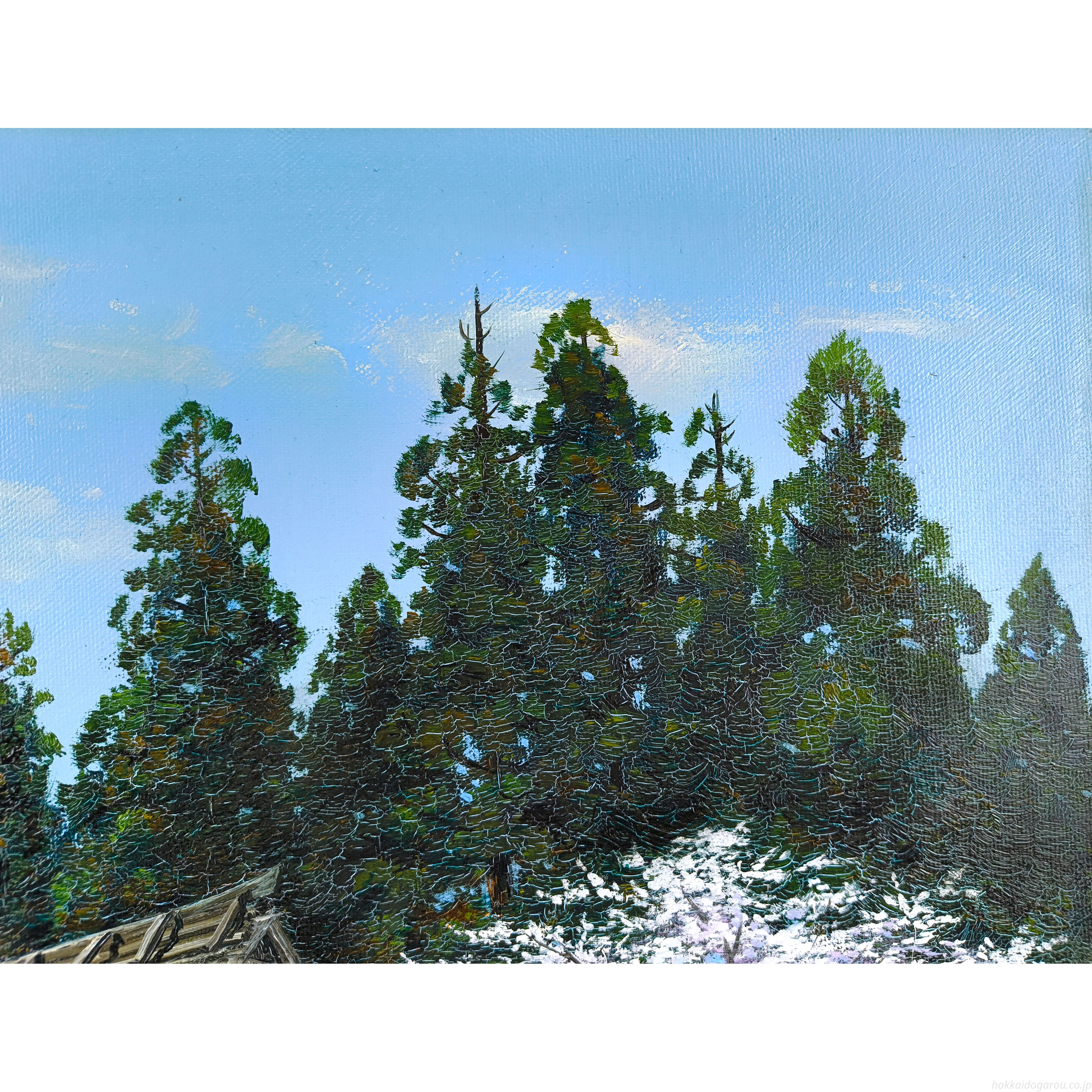雨宮英夫 『民家訪春』 油彩画 - 北海道画廊