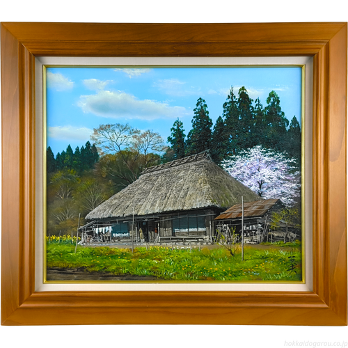雨宮英夫 「山村新緑 戸隠村」油彩 8号 雨宮英夫 『民家訪春』 油彩画 - 北海道画廊