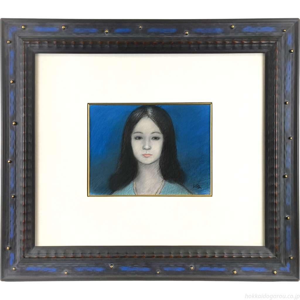 女性像 絵画 額装 パステル画風 風間完 『女』 パステル画 - 北海道画廊