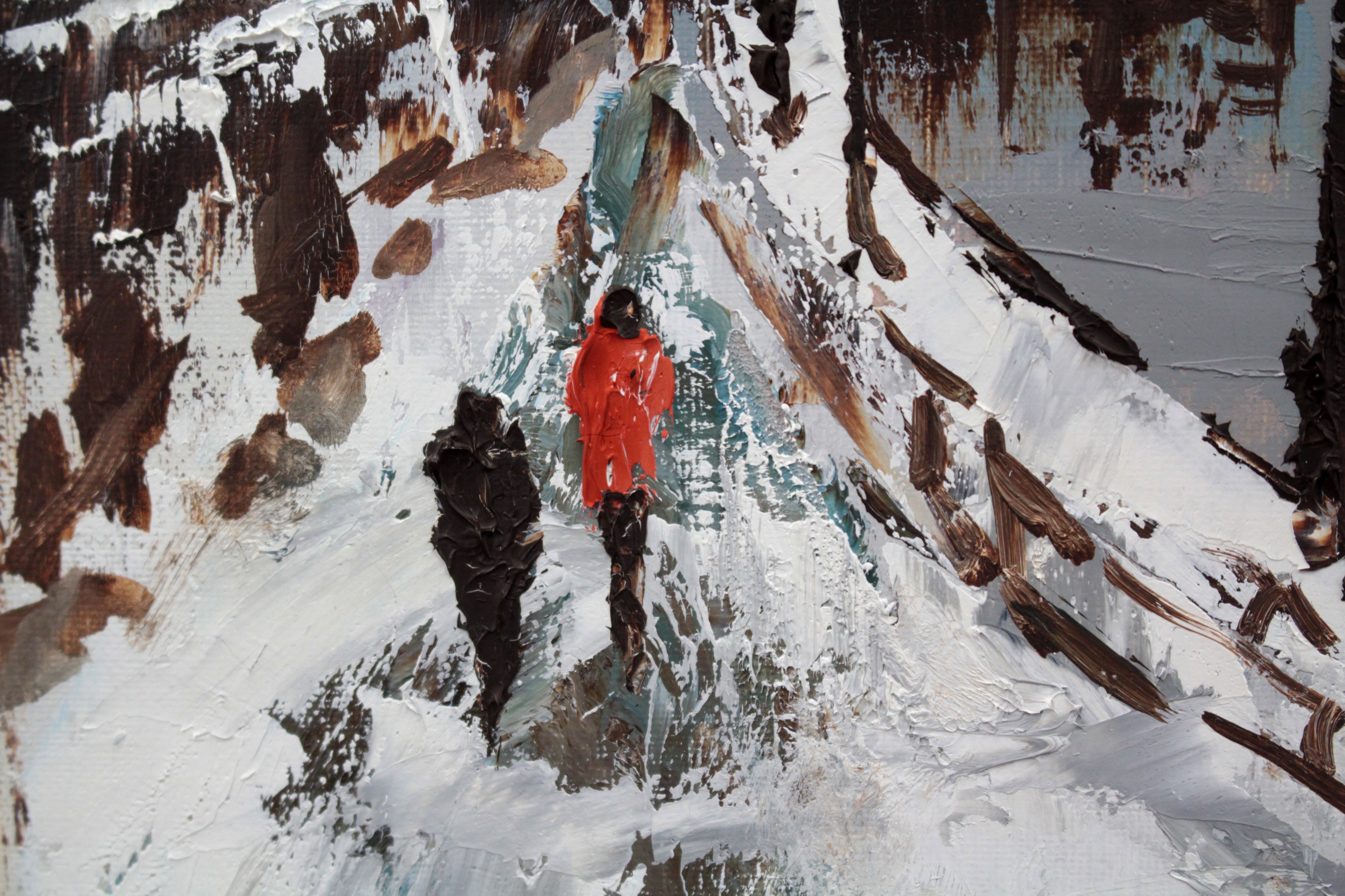 高橋益之 『雪の小樽運河』 油彩画 - 北海道画廊