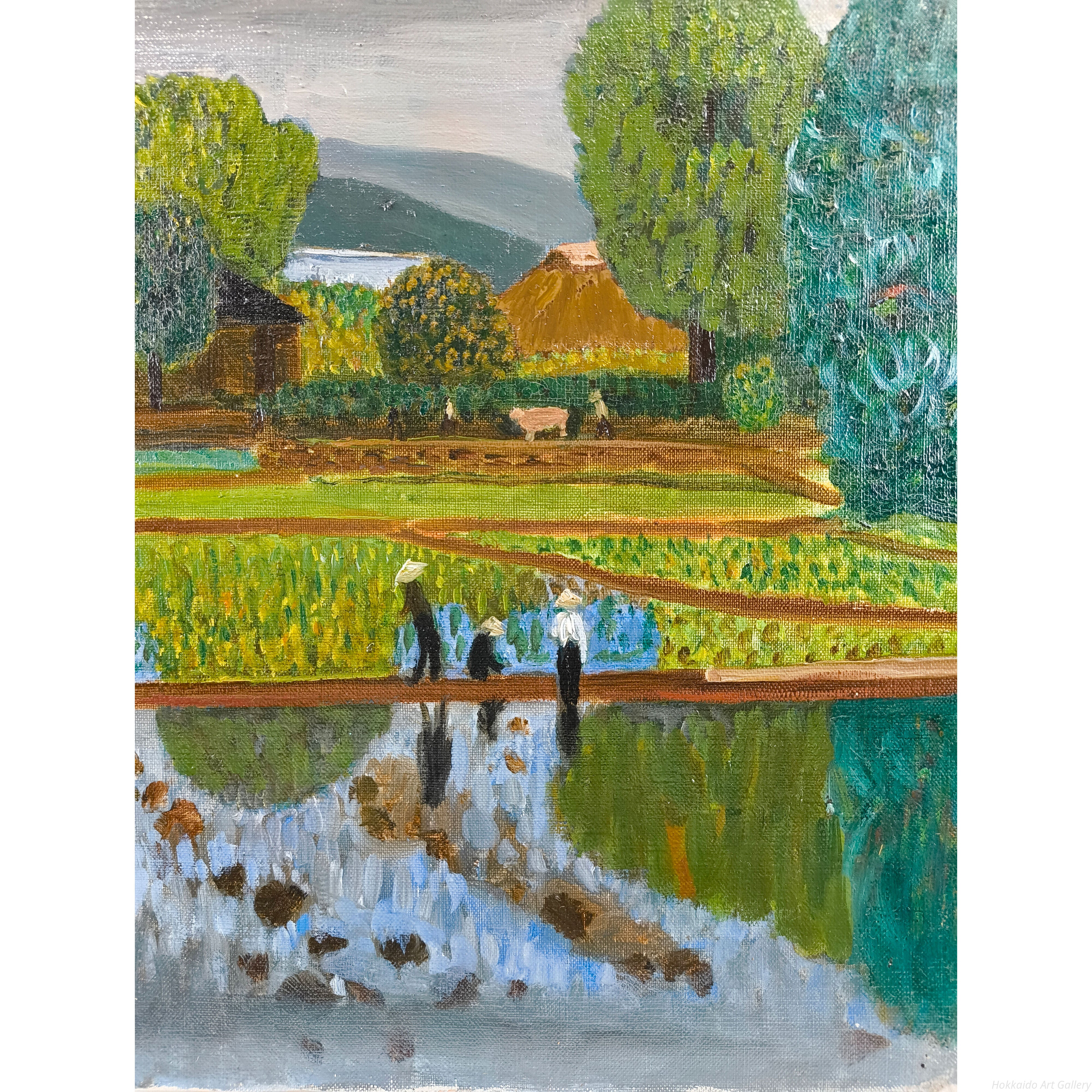高畠達四郎 『水田風景』 油彩画 - 北海道画廊