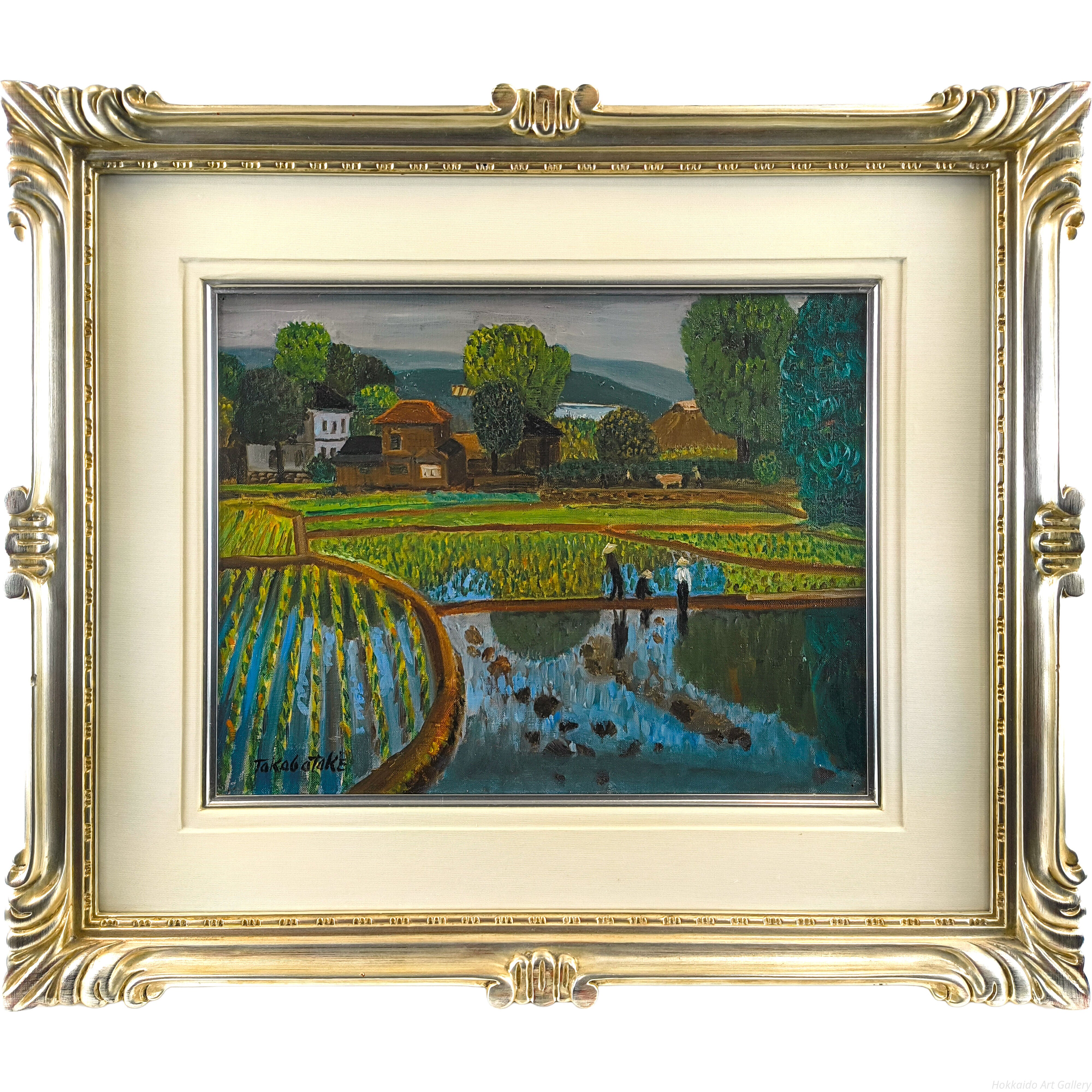 高畠達四郎 『水田風景』 油彩画 - 北海道画廊