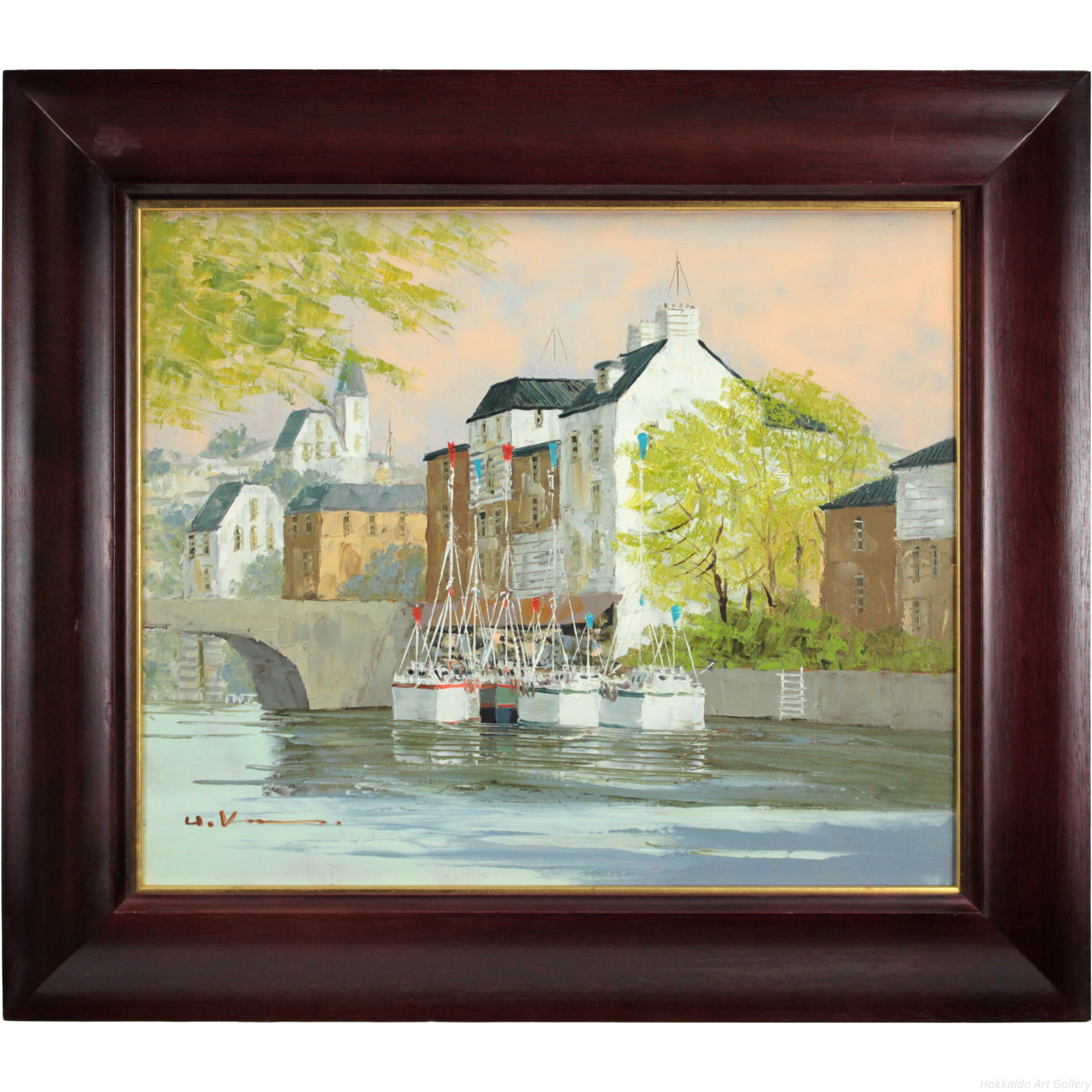 黒沢久 運河のある風景 SMサイズ 油彩画 黒沢久 『運河の風景』 油彩画 - 北海道画廊