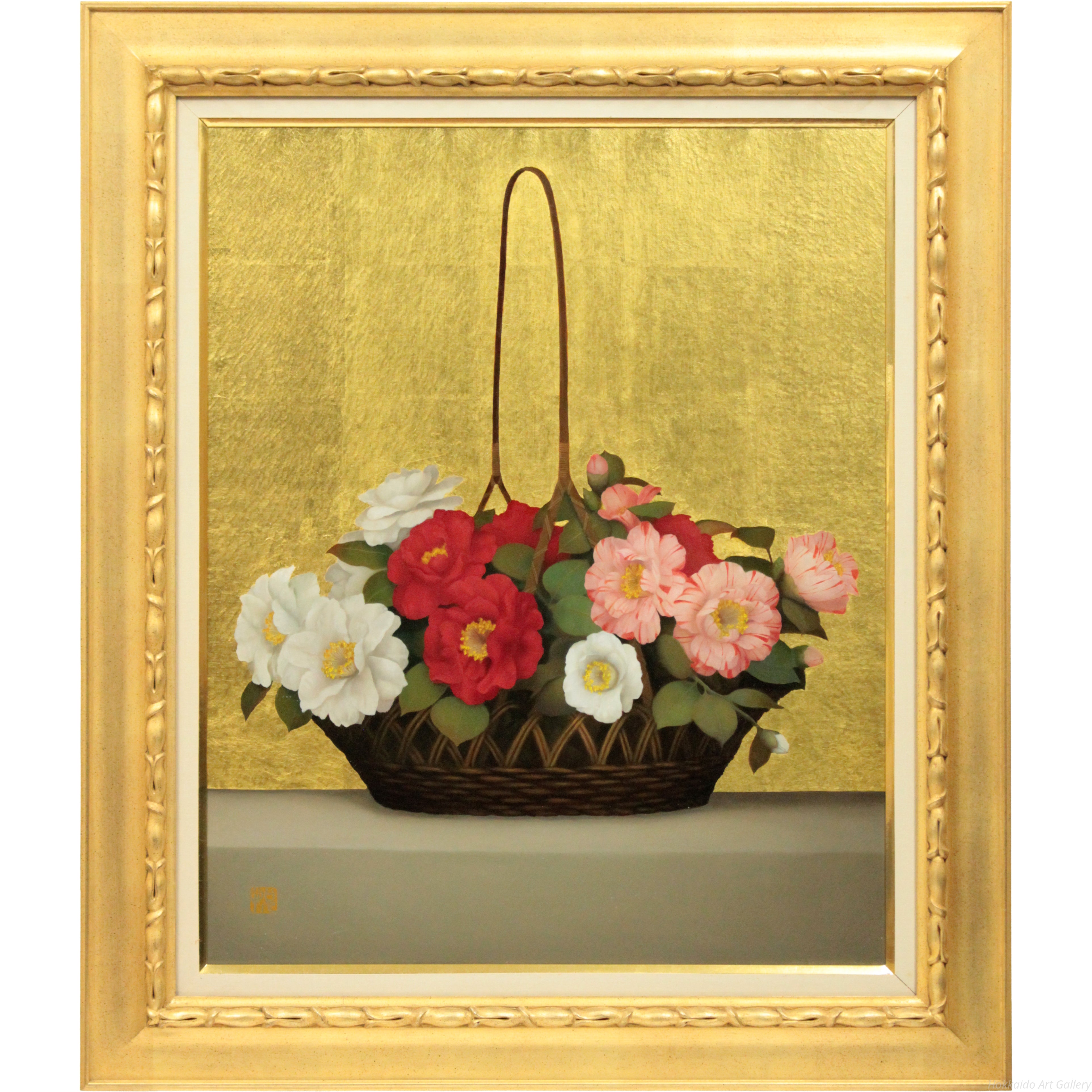 花 油彩画 黒田悦子 『栄花椿』 油彩画 - 北海道画廊