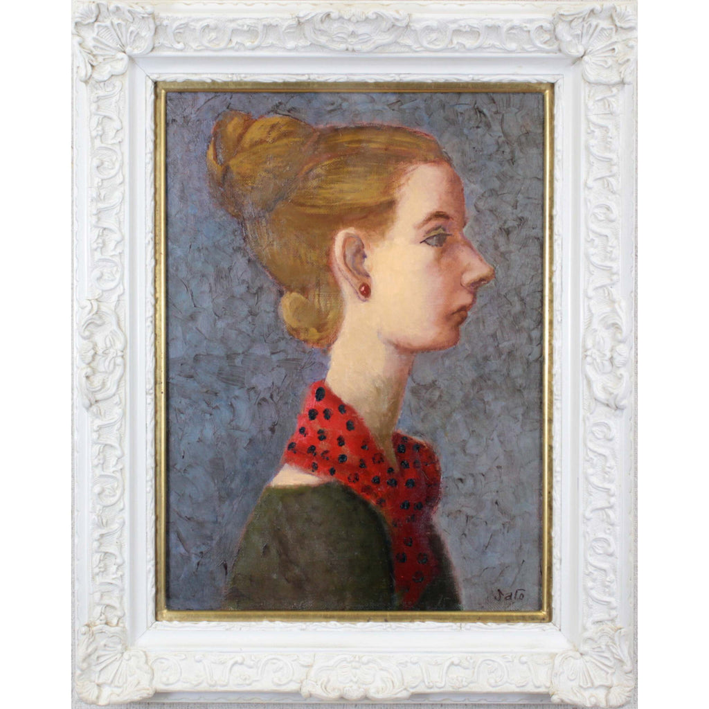 佐藤真一 『横向き少女』 油彩画 - 北海道画廊