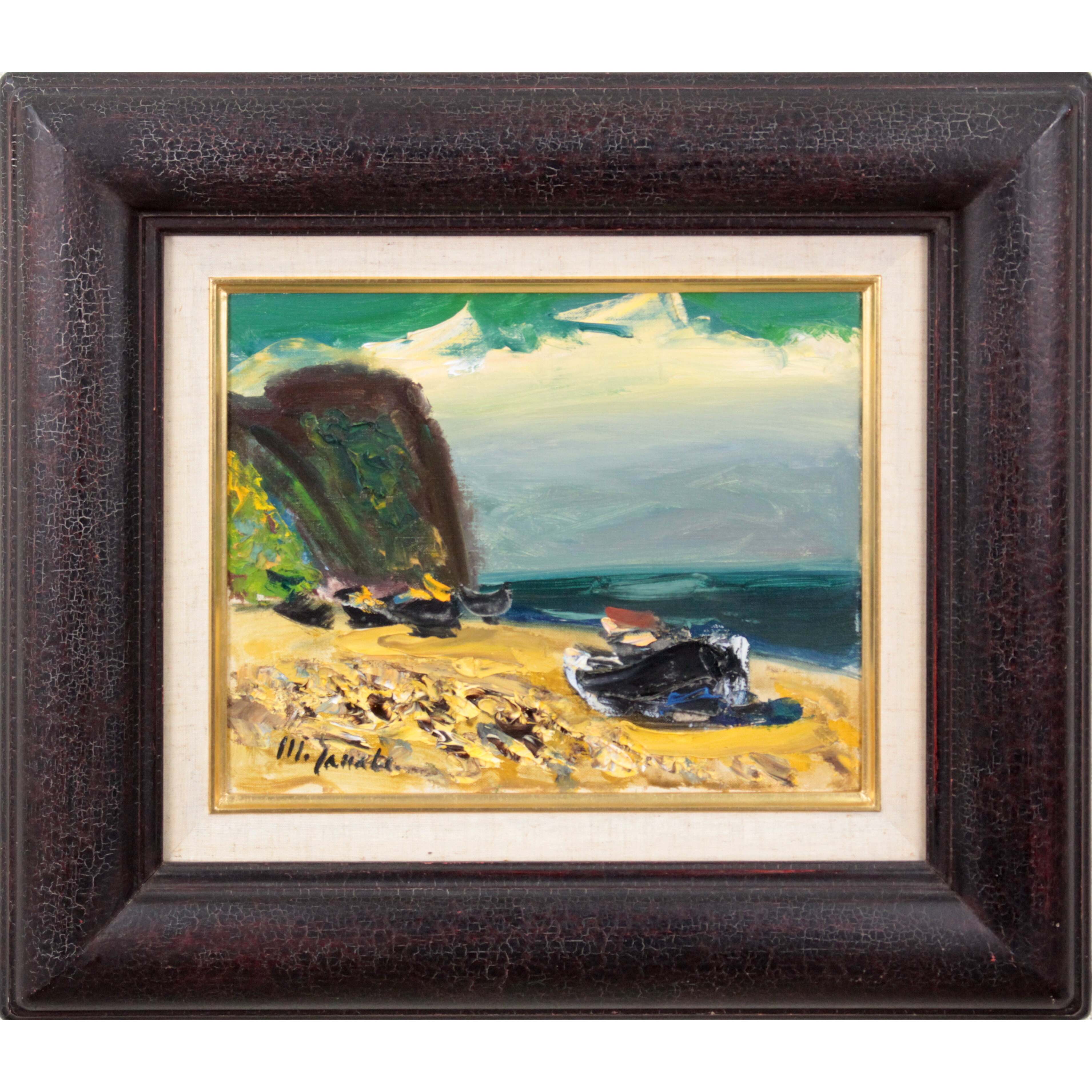 田辺 三重松 油彩 F6 海浜 (R2405yxwY) 田辺三重松 『海浜』 油彩画 - 北海道画廊