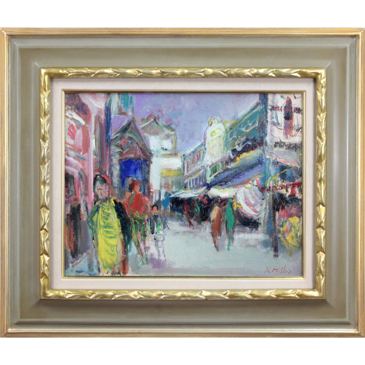 三塩清巳 『朝市』 油彩画 - 北海道画廊