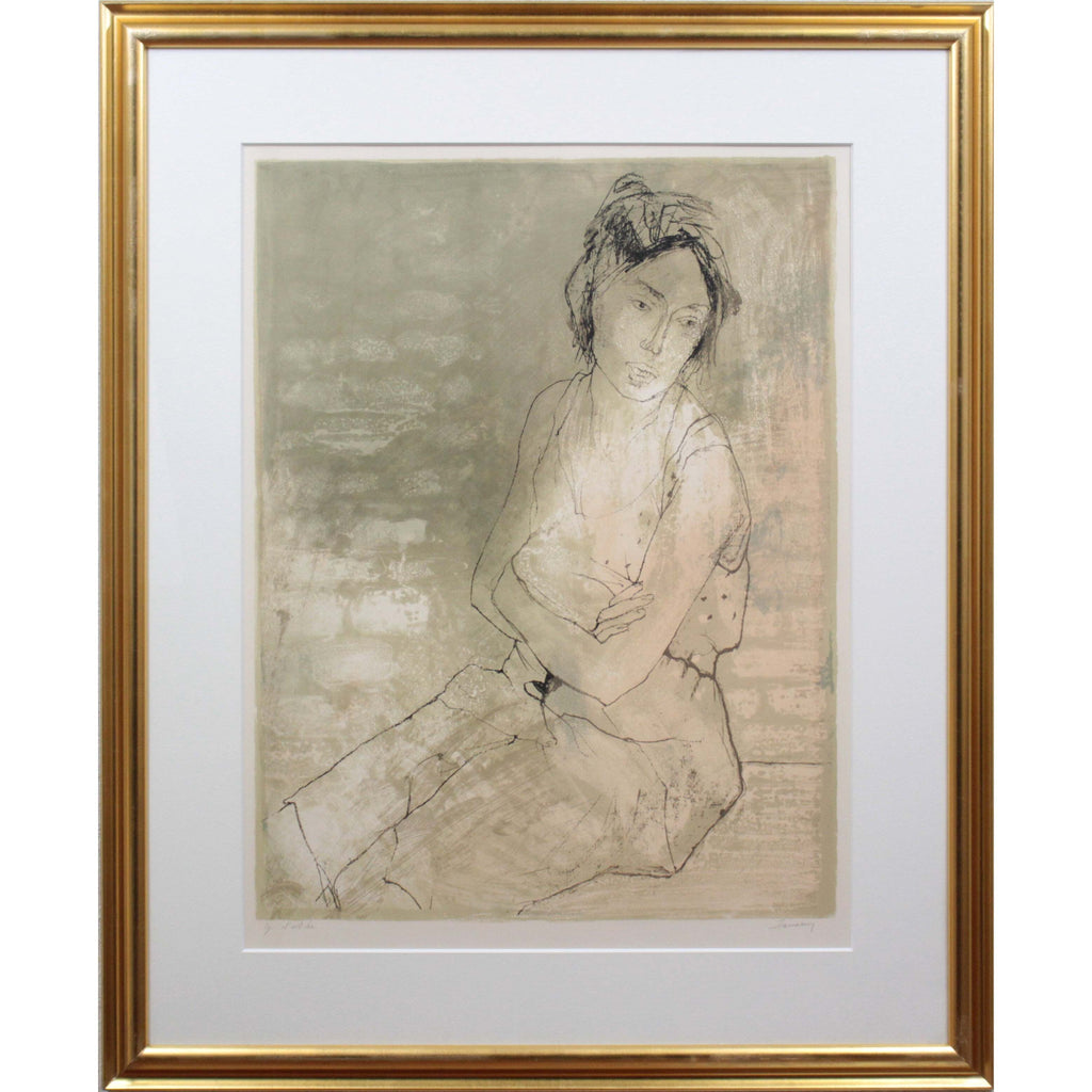 ジャン・ジャンセン [人形を抱く少女] Jansem 印刷物 表現主義 人物画 ジャン・ジャンセン(Jean Jansem)「バラ色のペチコートの少女