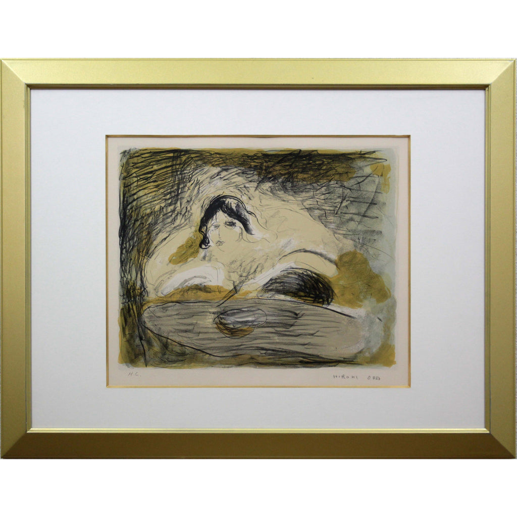 織田廣喜 油彩画 4号 「レストランにて」 織田廣喜油彩画4号