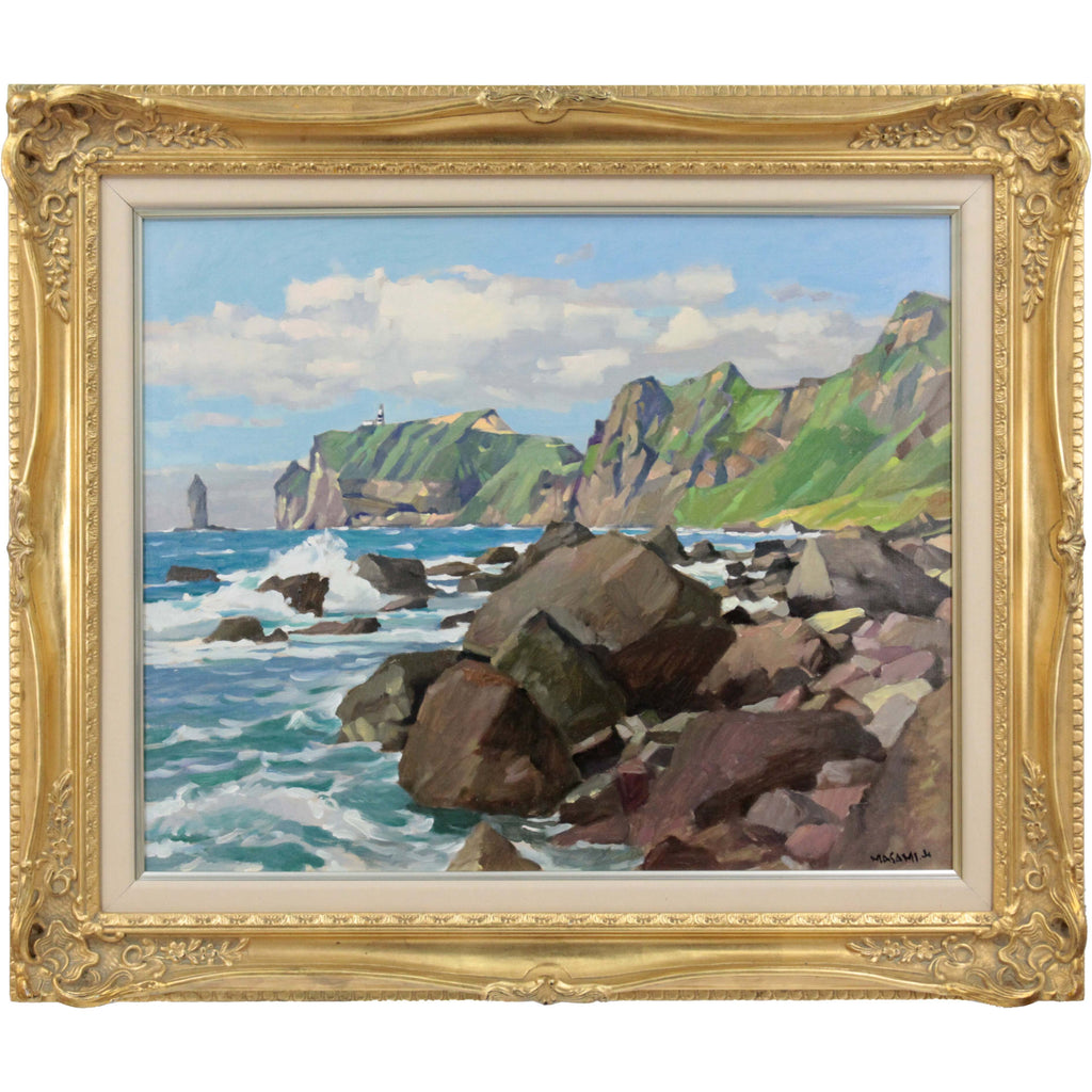 山岸正巳 『神威岬の荒磯』 油彩画 - 北海道画廊