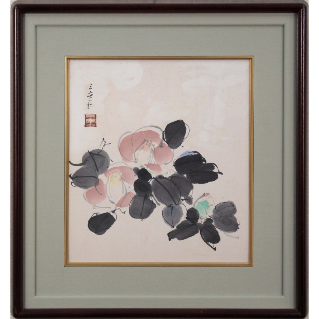 田辺三重松 『椿』 水彩画 - 北海道画廊