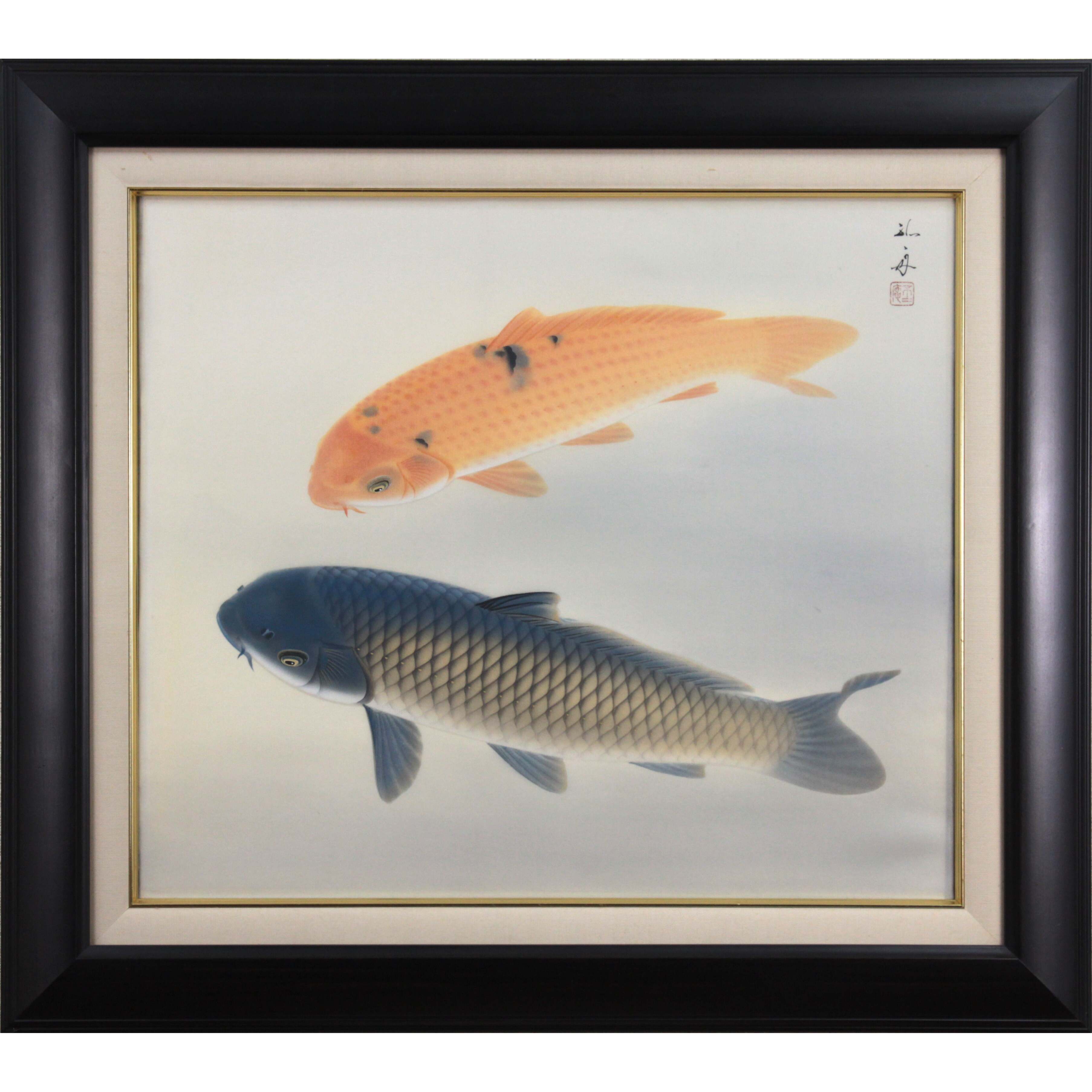 No5132 掛軸　武藤孤舟　双鯉図　絹本着色　日本画　絵画　古美術　送料無料 No5132 掛軸 武藤孤舟 双鯉図 絹本着色 日本画 絵画 古美術 送料無料