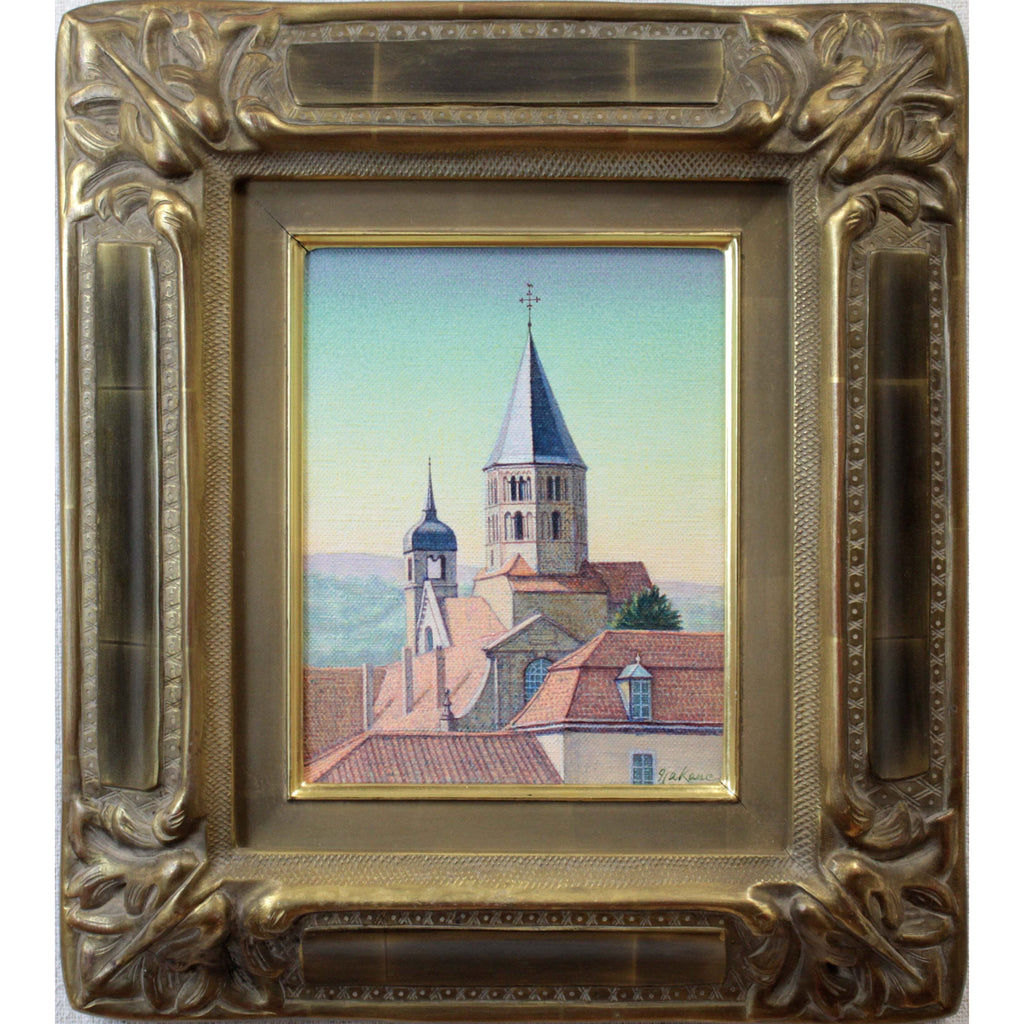 中根 寛 『双塔（フランス クリュニー）』 油彩画 - 北海道画廊