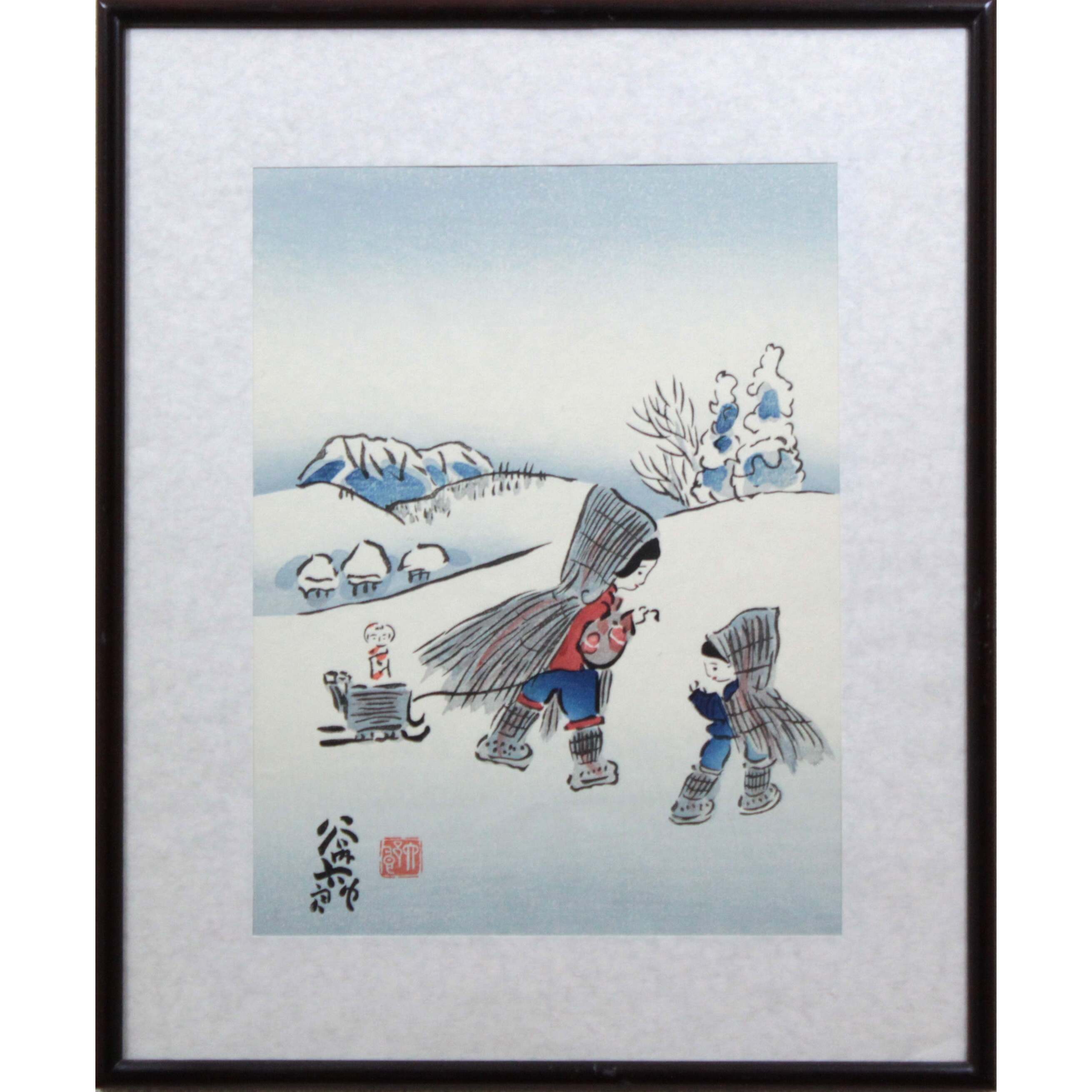 谷内六郎の四季版画 大日本絵画巧芸美術株式会社 大判の木版画４枚 専用額付き 谷内六郎の四季版画 大日本絵画巧芸美術株式会社 大判の木版画4枚