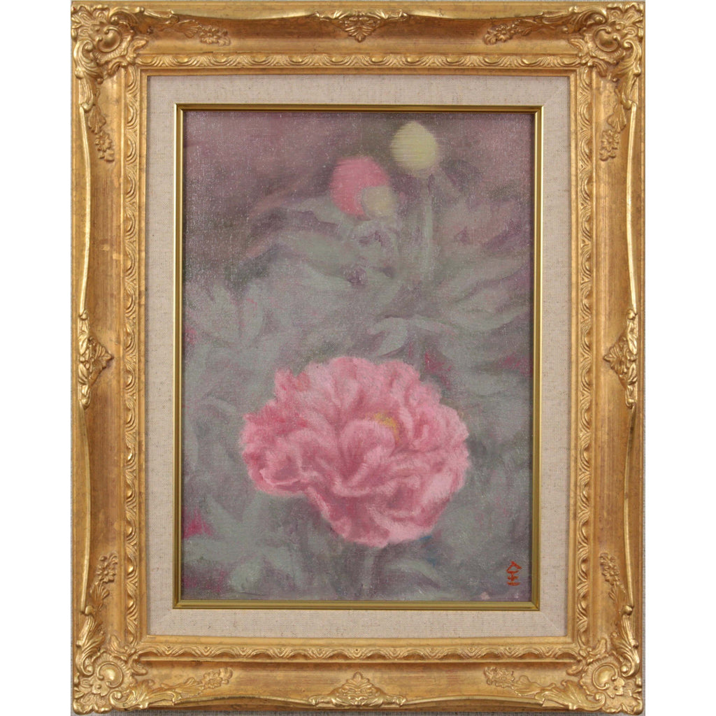 油絵 油彩 油彩画 絵画 絵【赤い牡丹】 全 和凰 『牡丹』 油彩画 - 北海道画廊