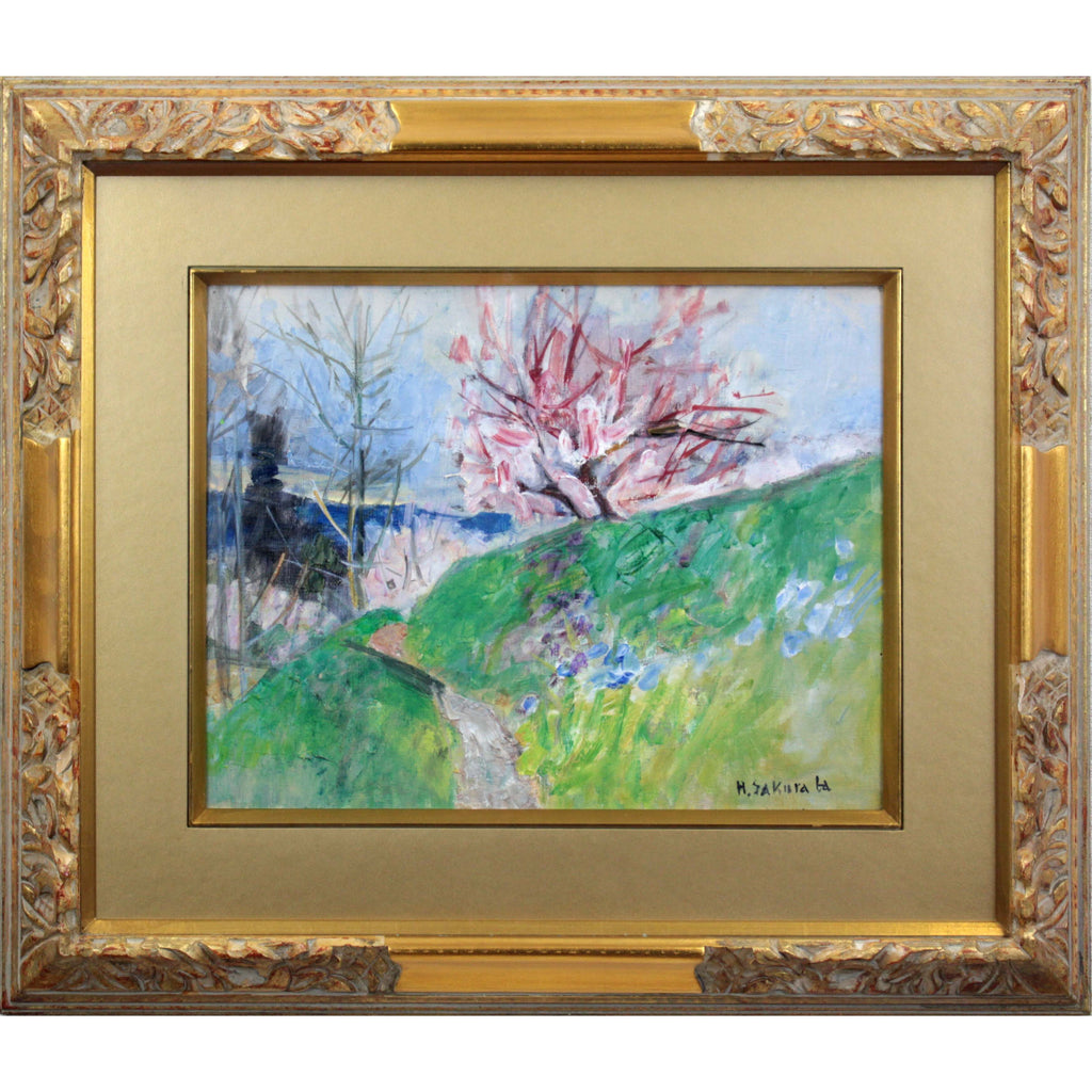 桜庭彦治 『杏咲く丘』 油彩画 - 北海道画廊