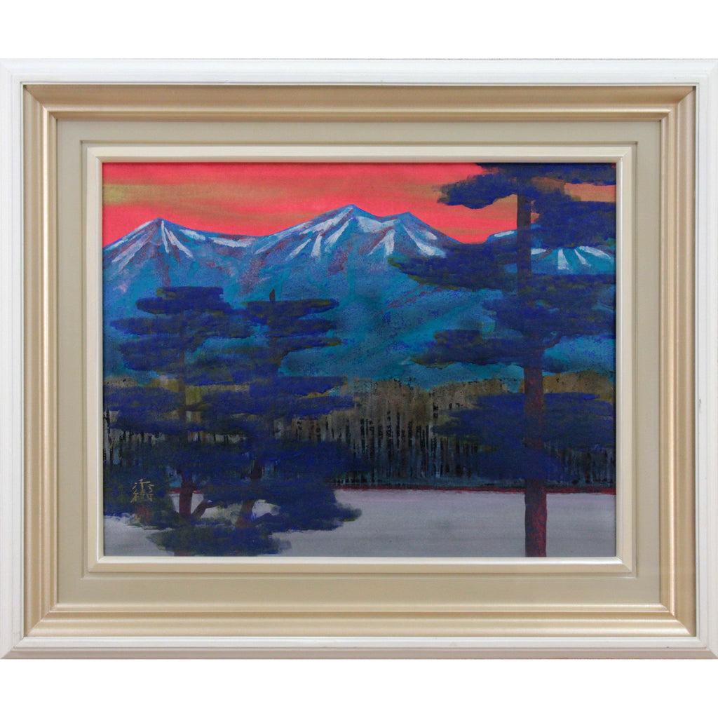曲子明良 絵画 日本画 「湖北」 風景画 在銘 箱付 希少品 絵画・額装】湖畔 - 曲子 明良 作｜掛軸販売・通販・買取の高美堂
